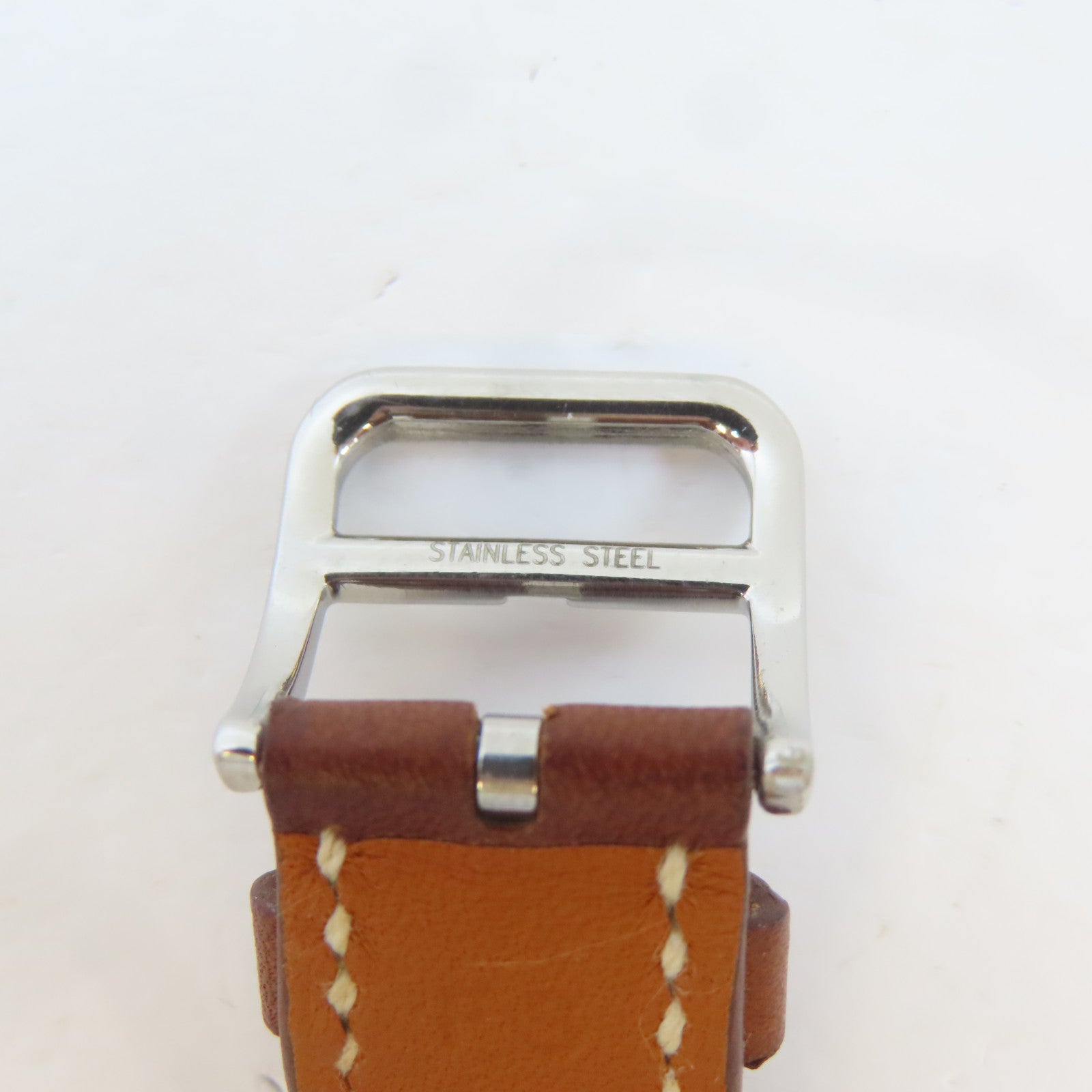 HERMES H watch皮革/不鏽鋼手錶石英機芯銀色#16cm