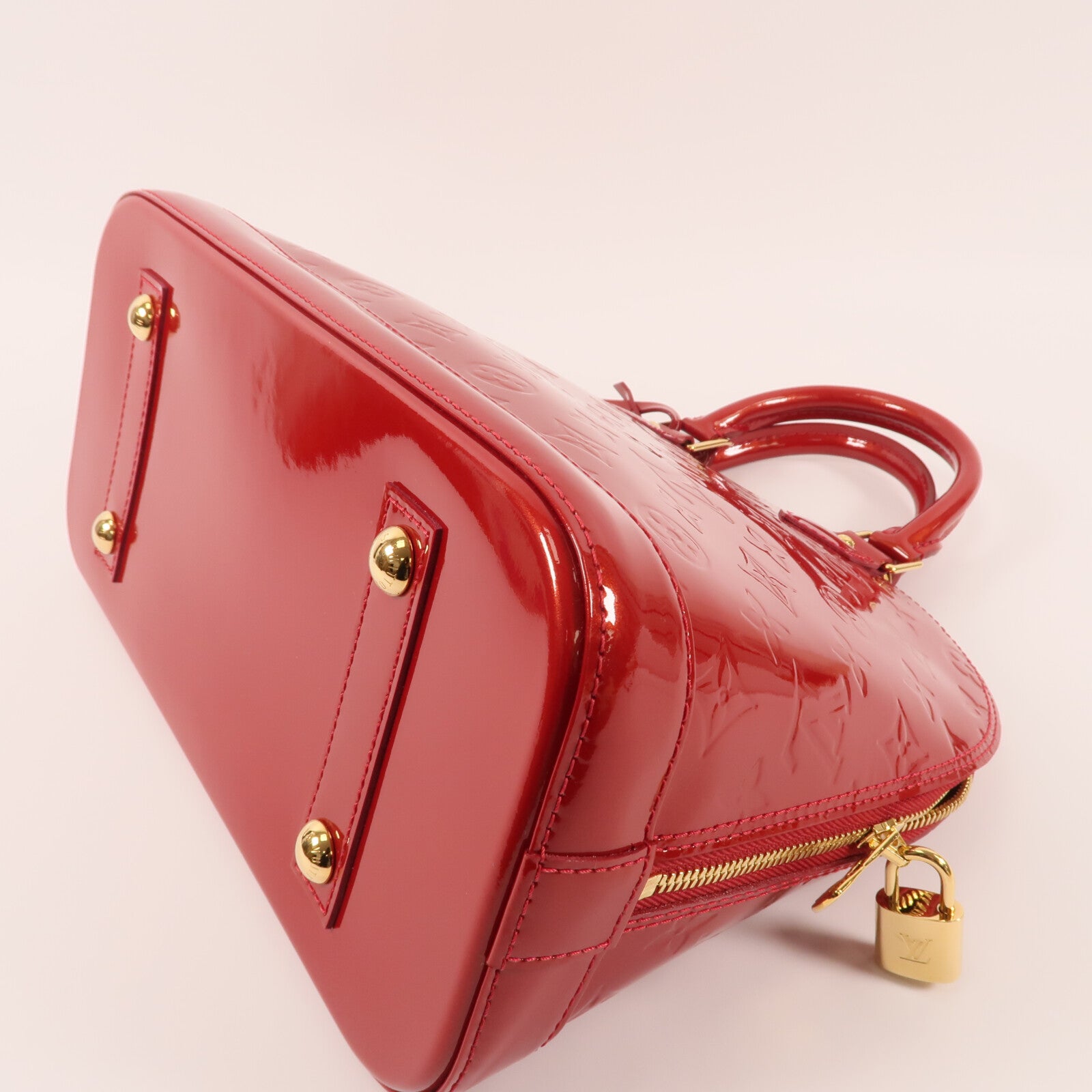 LOUIS VUITTON Monogram Vernis Alma MM金扣手挽袋