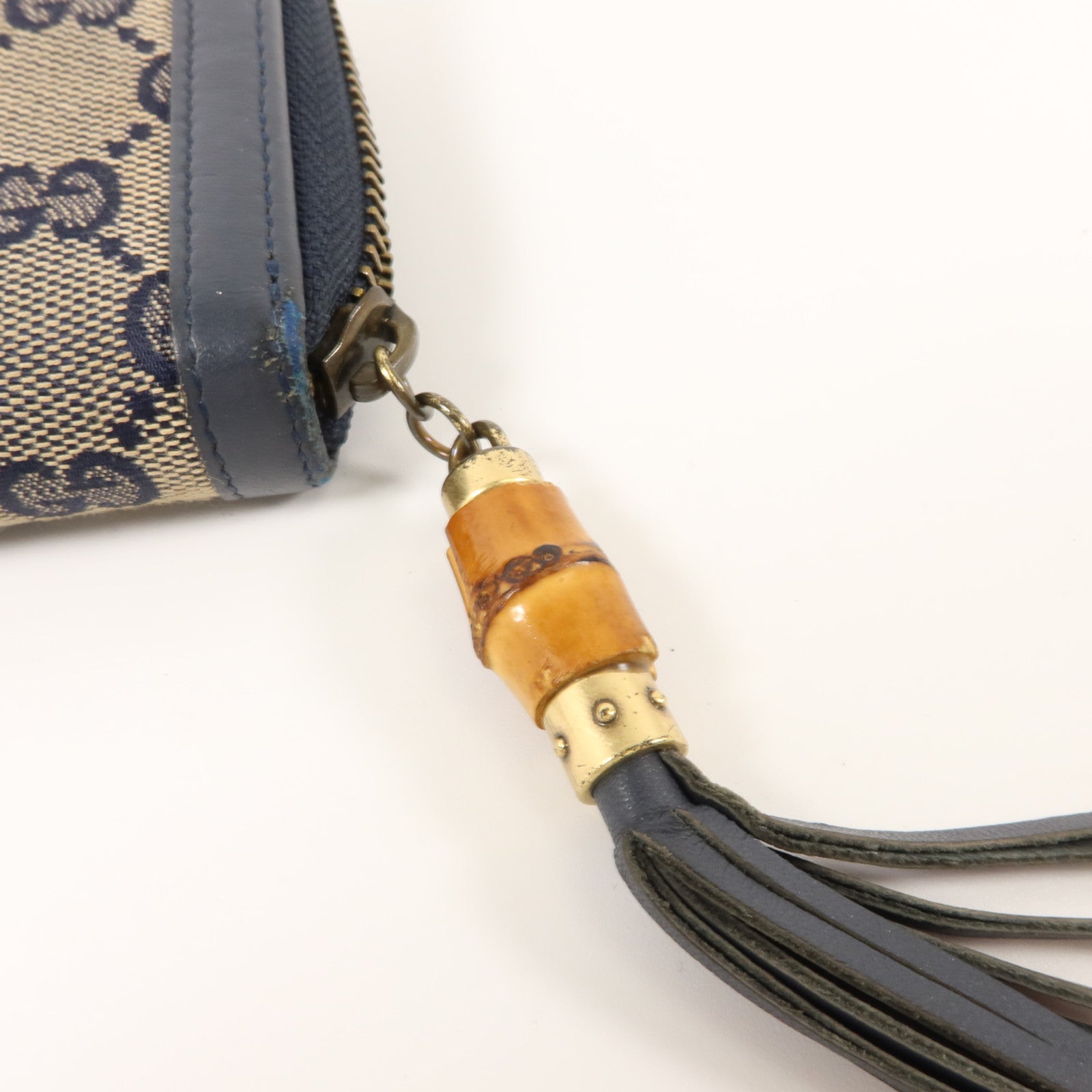 GUCCI 帆布/牛皮皮革Long Round Wallet長錢包