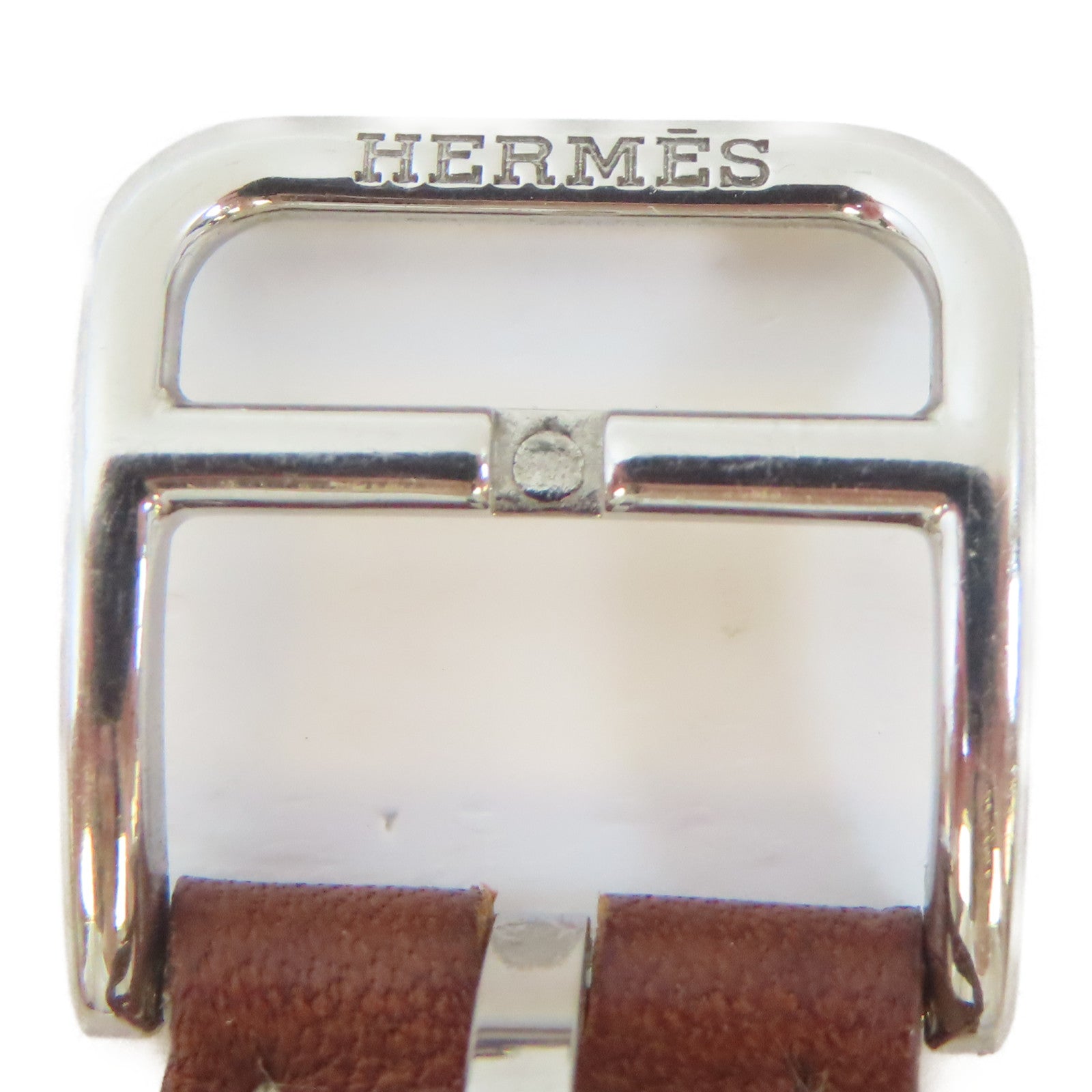 HERMES H watch皮革/不鏽鋼手錶石英機芯銀色#16cm