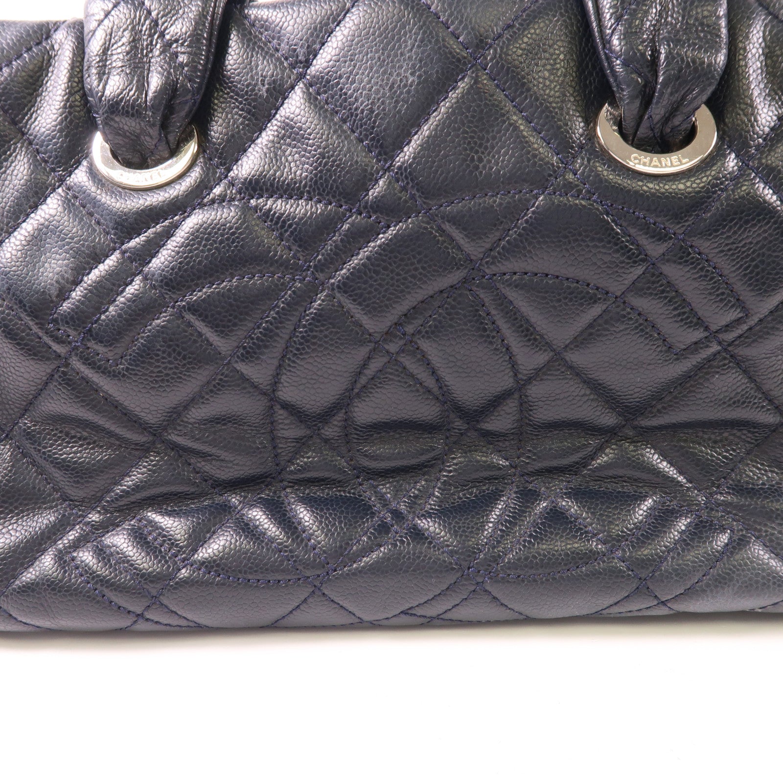 CHANEL 牛皮皮革Handbag銀扣手挽袋
