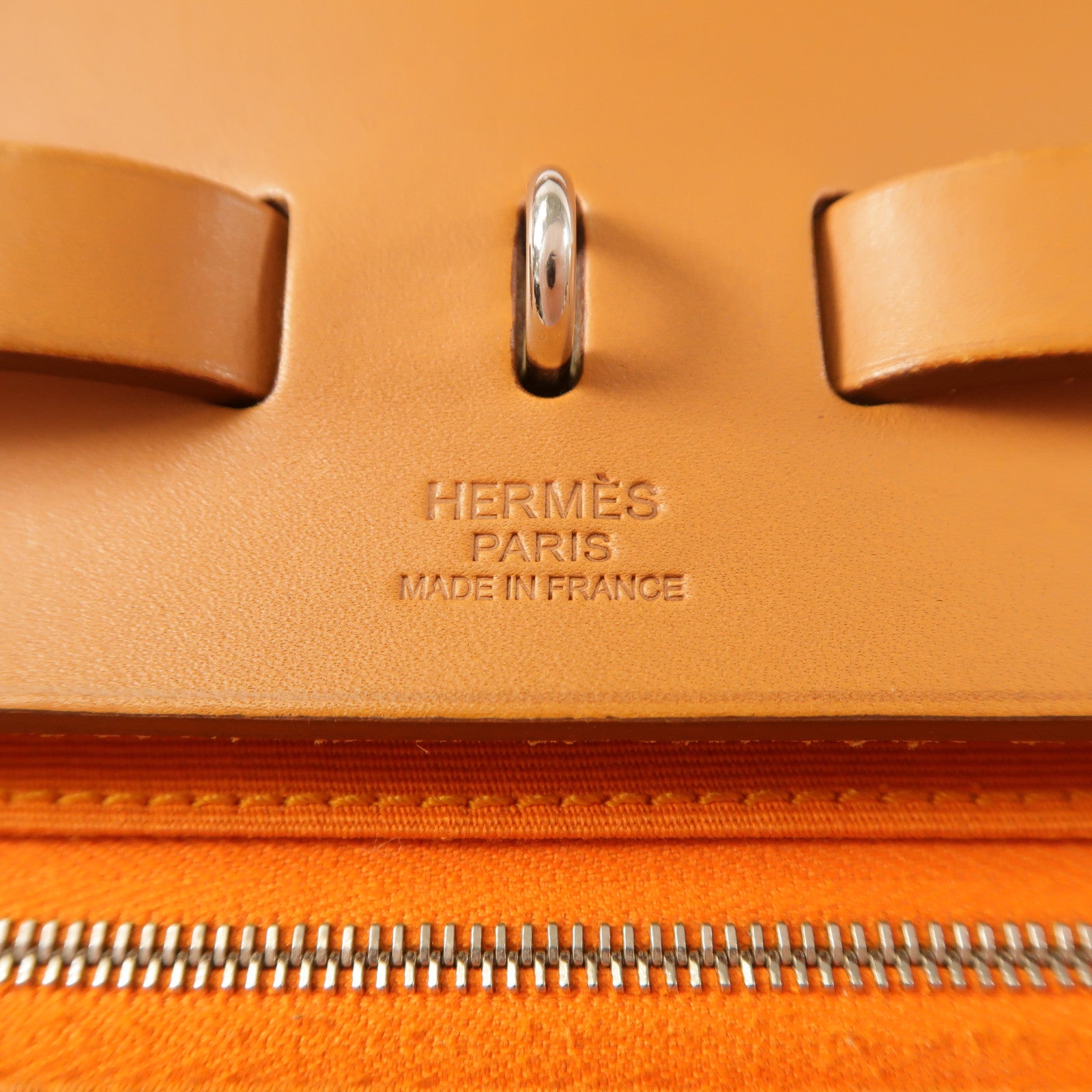 HERMES 帆布Herbag GM銀扣手挽肩背兩用袋