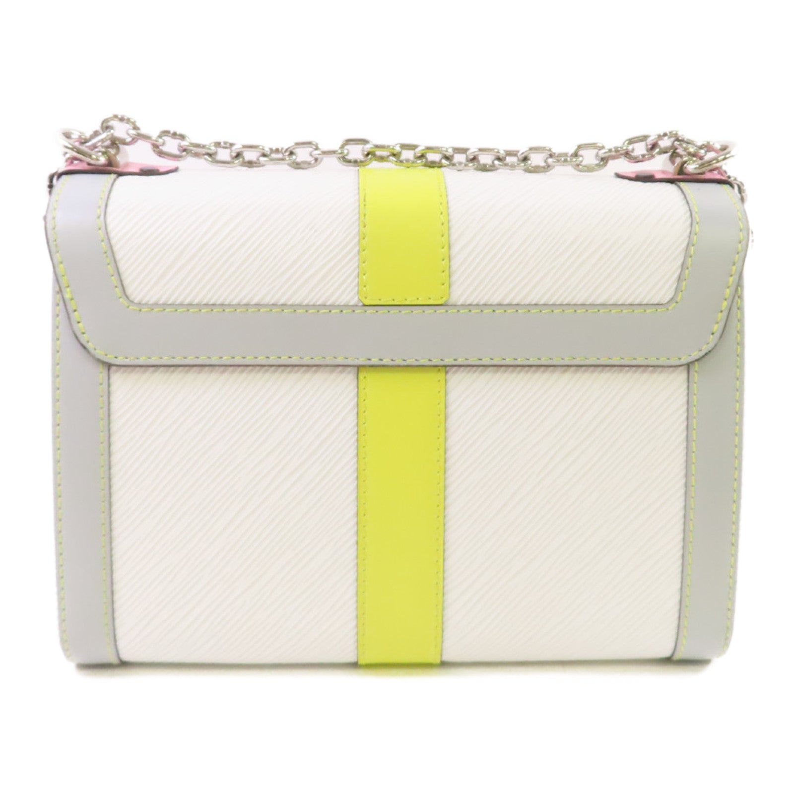 LOUIS VUITTON Epi Twist MM Shoulder Bag銀扣鏈帶肩背袋白色/粉紅色/黑色
