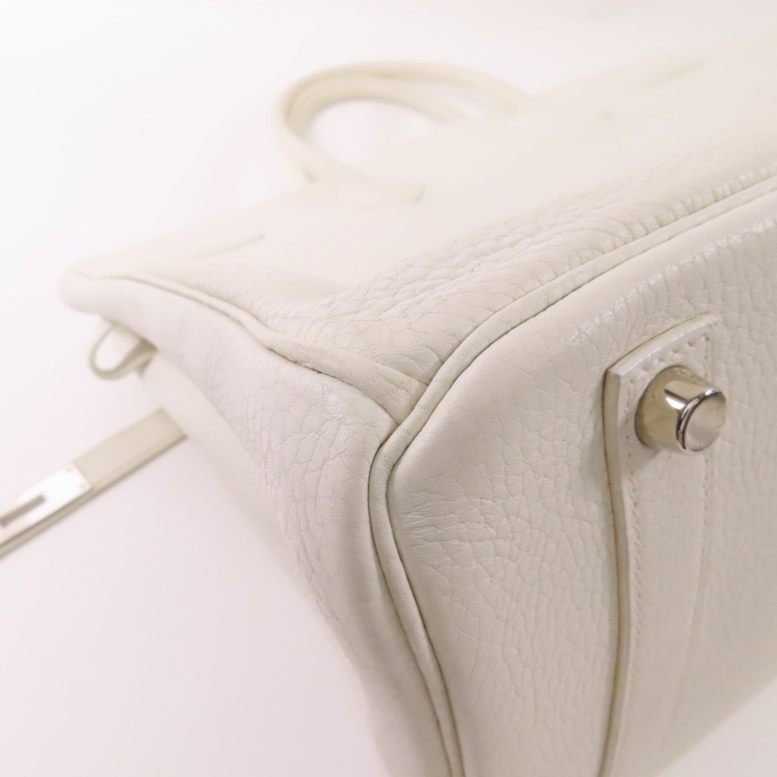 HERMES Clemence皮革Birkin 35銀扣手挽袋White