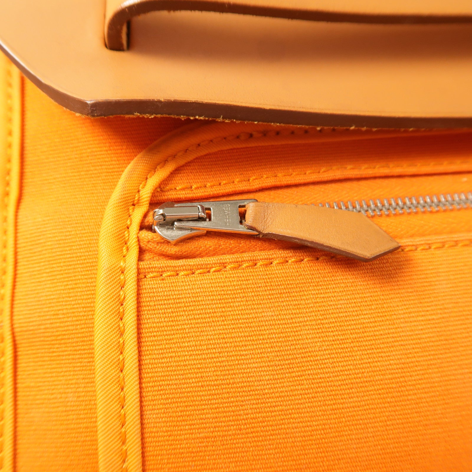HERMES 帆布Herbag GM銀扣手挽肩背兩用袋