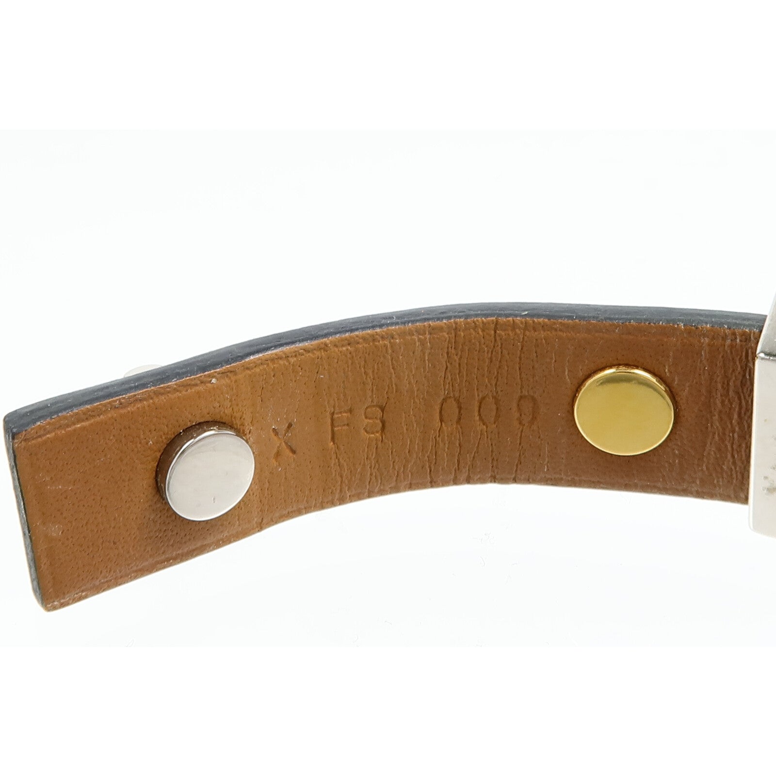 HERMES 金屬/Swift皮革Mini Dog Clous Ronds Bracelet手鐲Noir