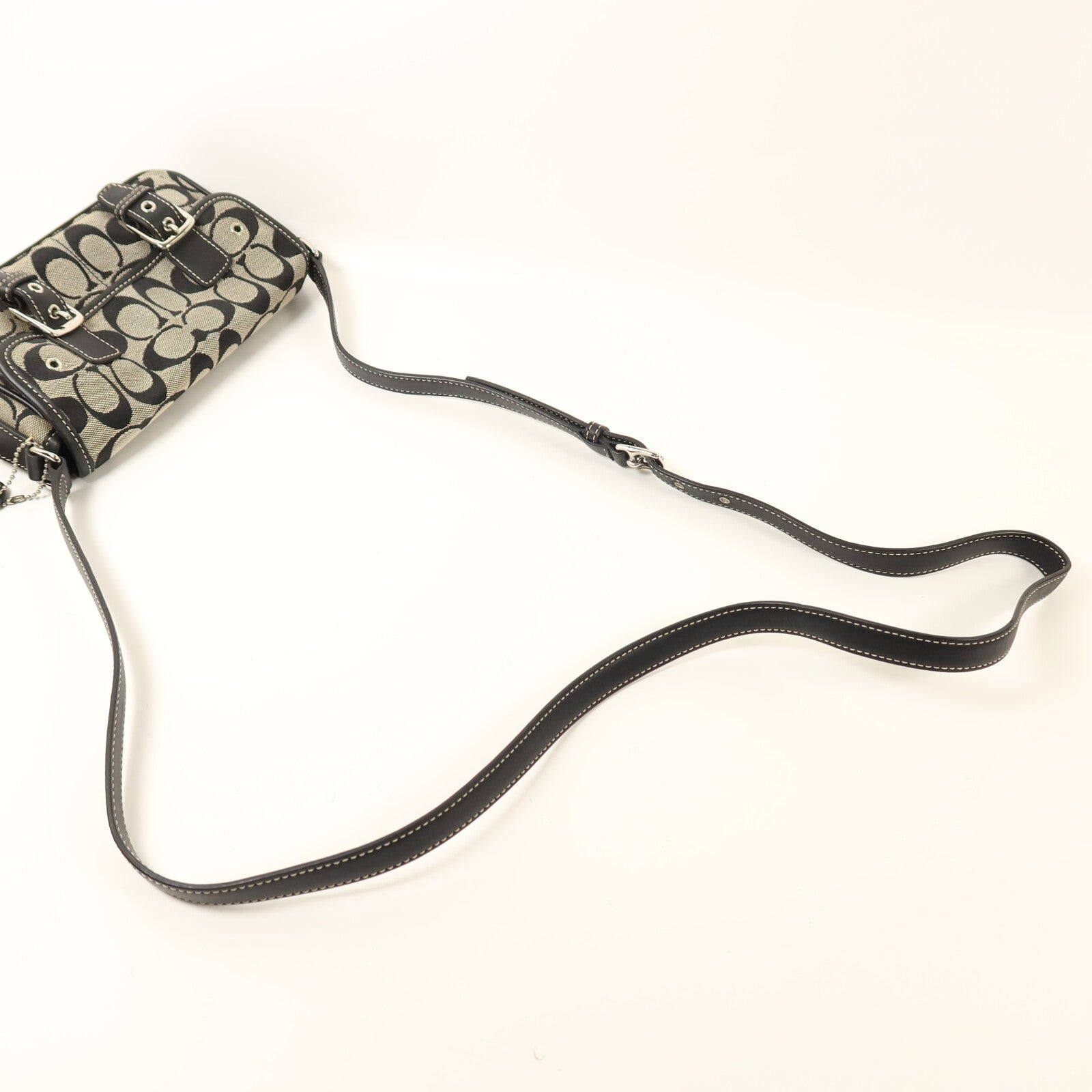 COACH 帆布Shoulder Bag銀扣肩背袋