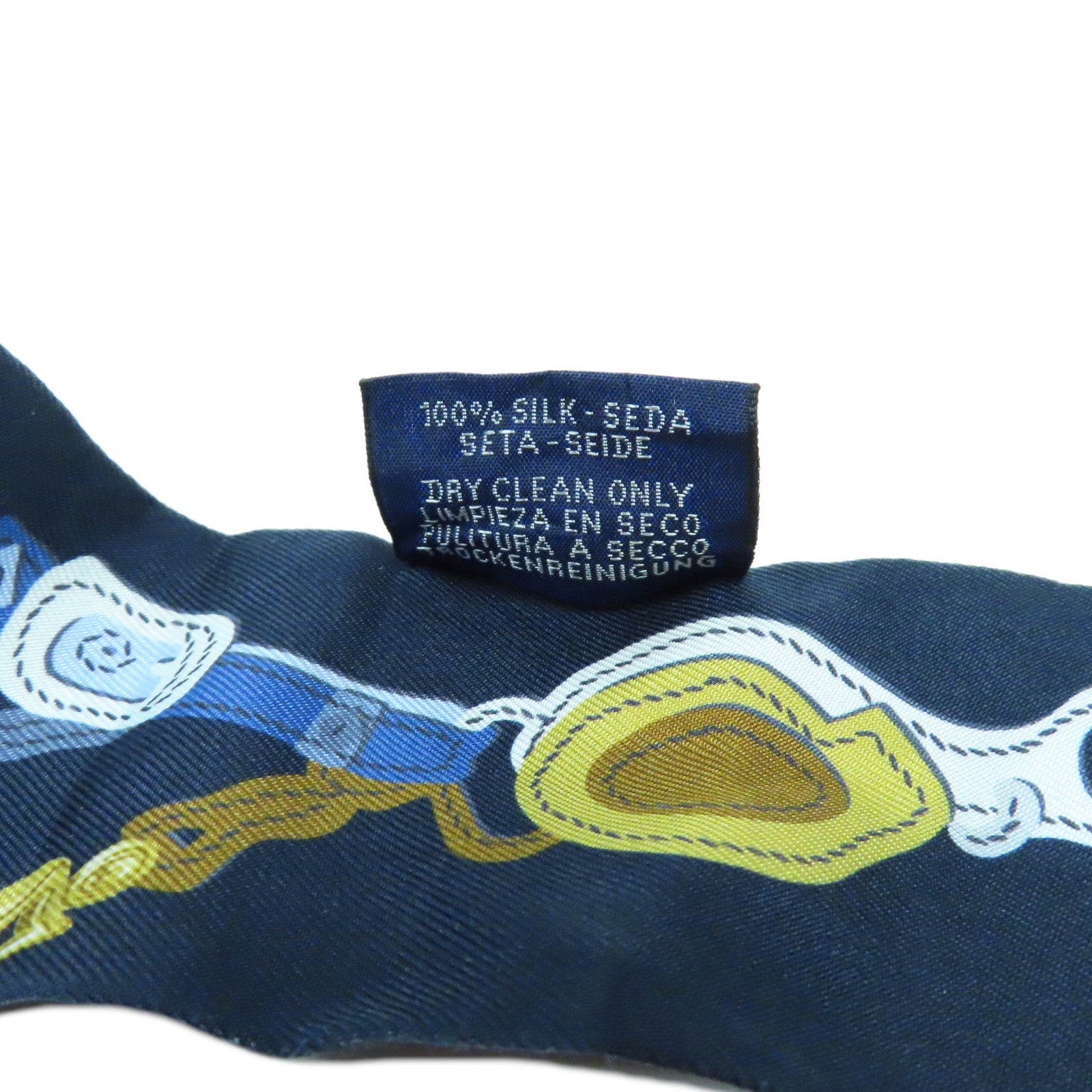 HERMES 【激減優惠】絲質Twilly Scarf絲巾深藍色/黃色