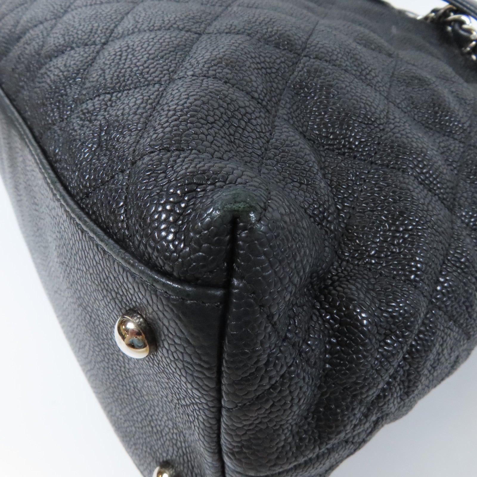 CHANEL 菱格牛皮皮革2 Way Chain Shoulder Bag銀扣鏈帶手挽肩背兩用袋黑色