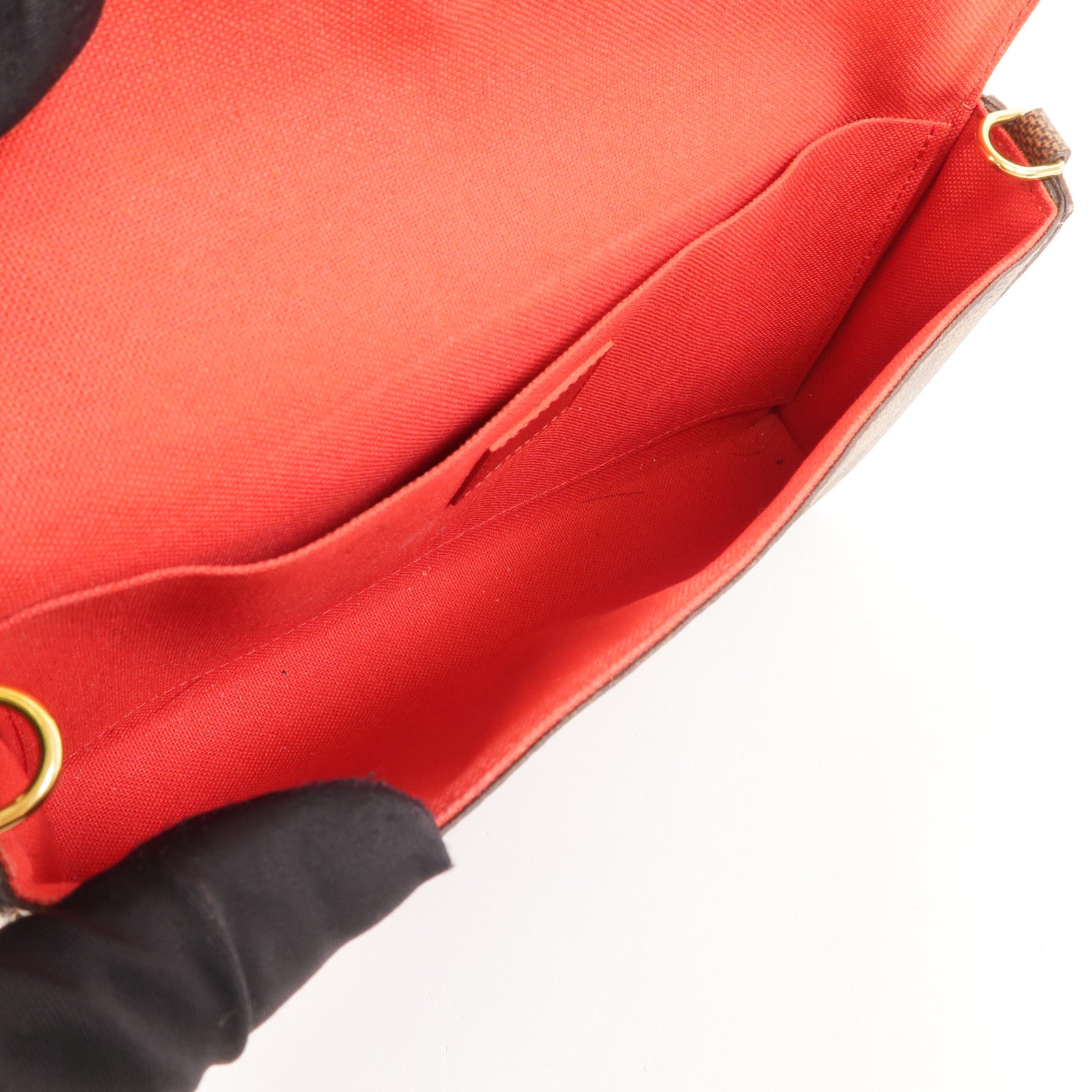 LOUIS VUITTON Damier Pochette Felicie金扣鏈帶肩背袋