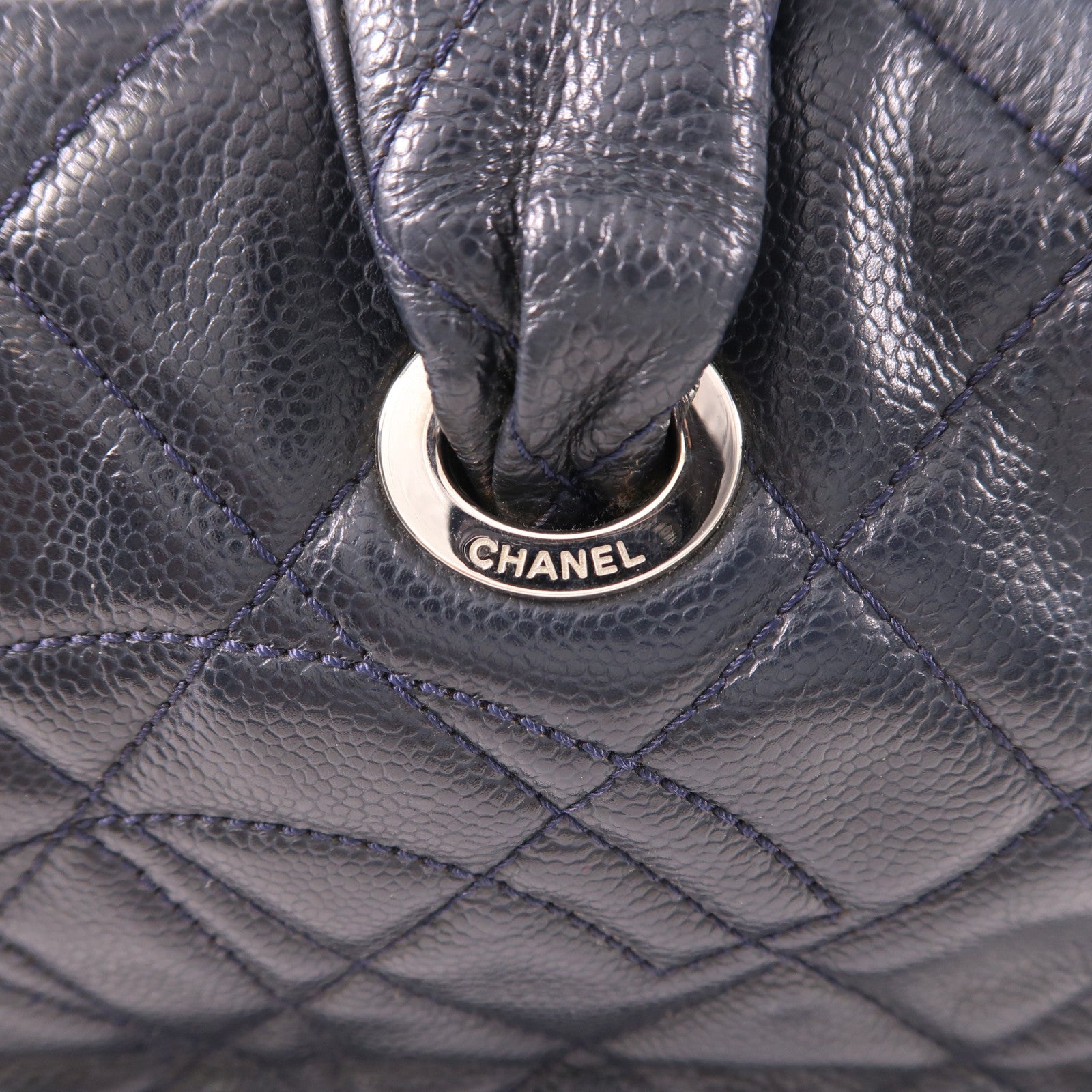 CHANEL 牛皮皮革Handbag銀扣手挽袋