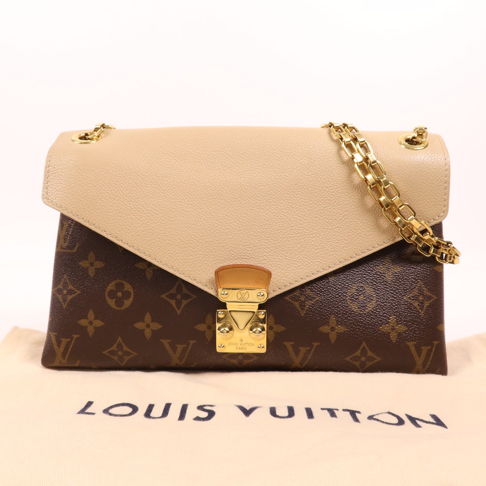 LOUIS VUITTON Monogram Pallas Chain金扣鏈帶肩背袋