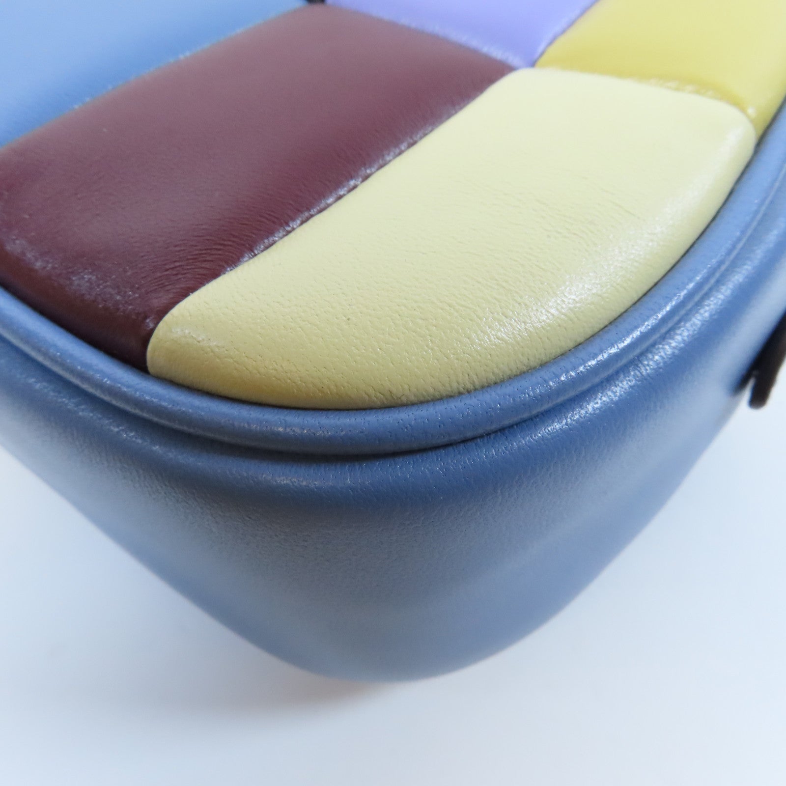 Tory Burch 【激減優惠】羊皮皮革Kira Patchwork Small Camera Bag金扣肩背袋藍色/黃色