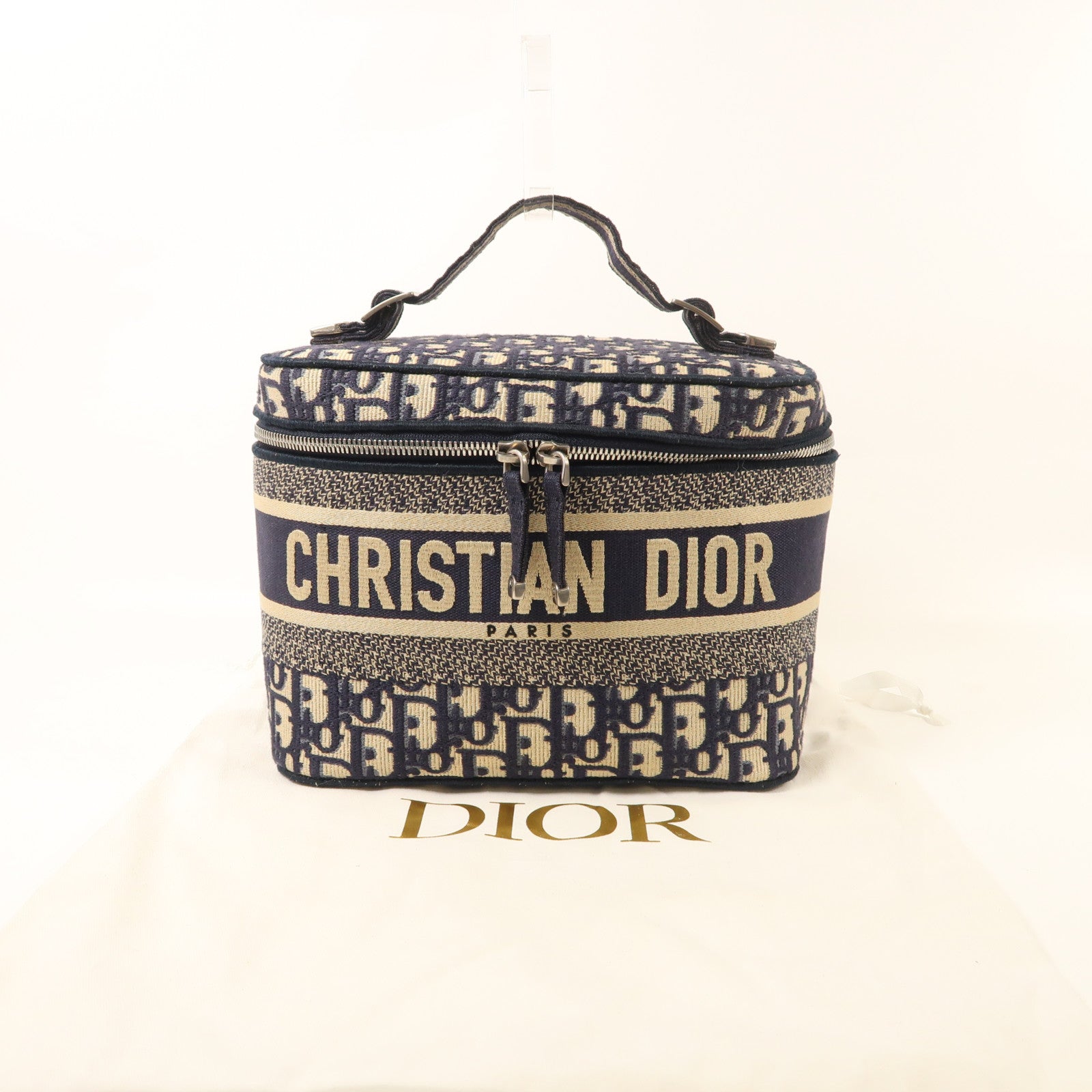 Dior 帆布Travel Vanity Case銀扣手挽袋