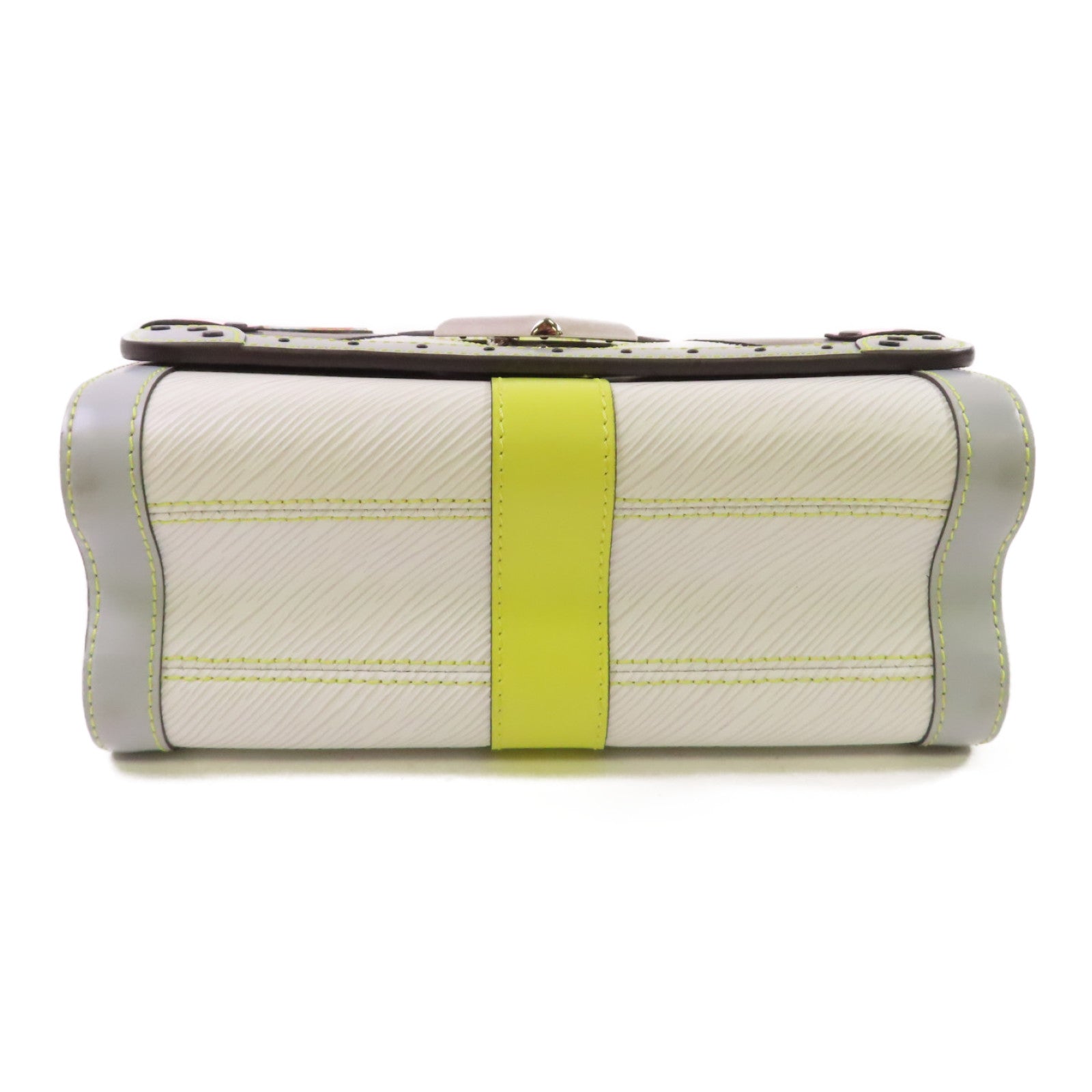 LOUIS VUITTON Epi Twist MM Shoulder Bag銀扣鏈帶肩背袋白色/粉紅色/黑色