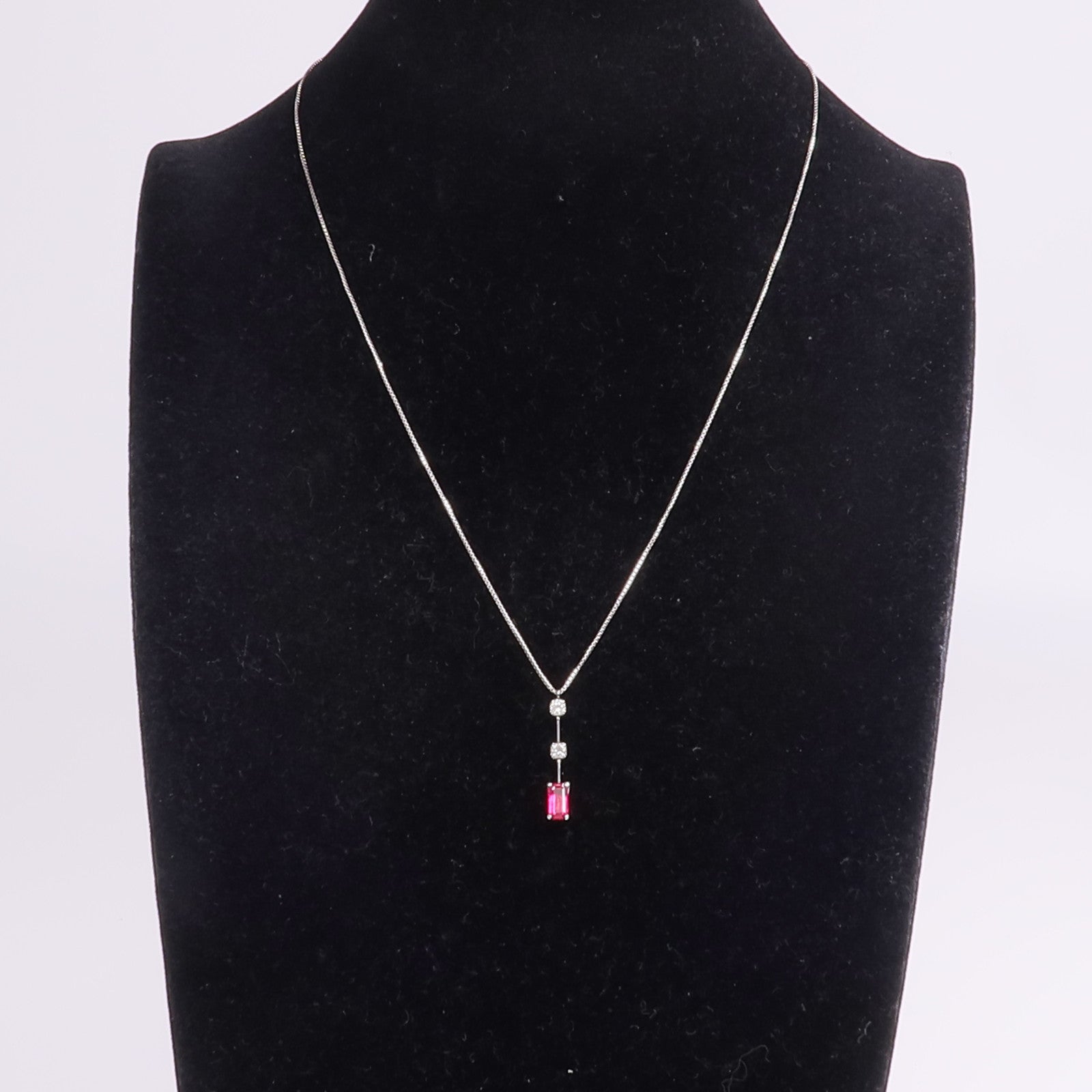 JEWELRY 【激減優惠】PT900/PT850鉑金Ruby Diamond Necklace紅寶石/鑽石項鍊
