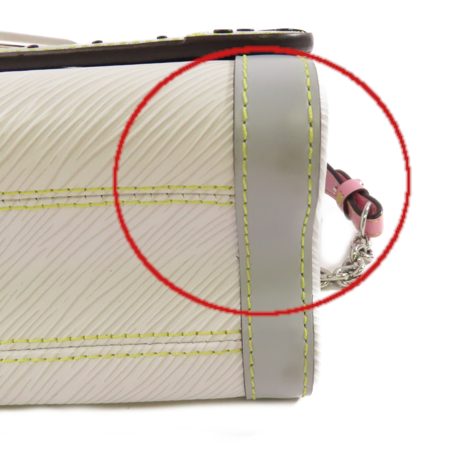 LOUIS VUITTON Epi Twist MM Shoulder Bag銀扣鏈帶肩背袋白色/粉紅色/黑色