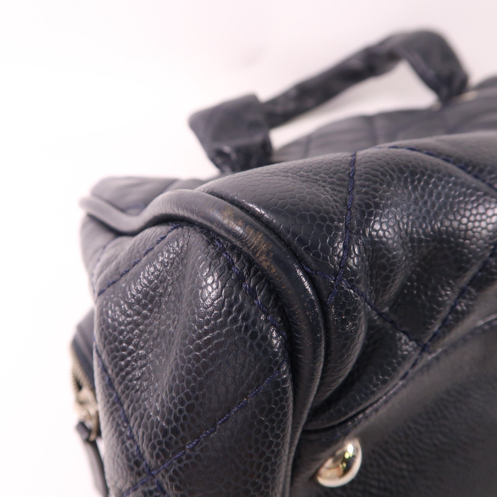 CHANEL 牛皮皮革Handbag銀扣手挽袋