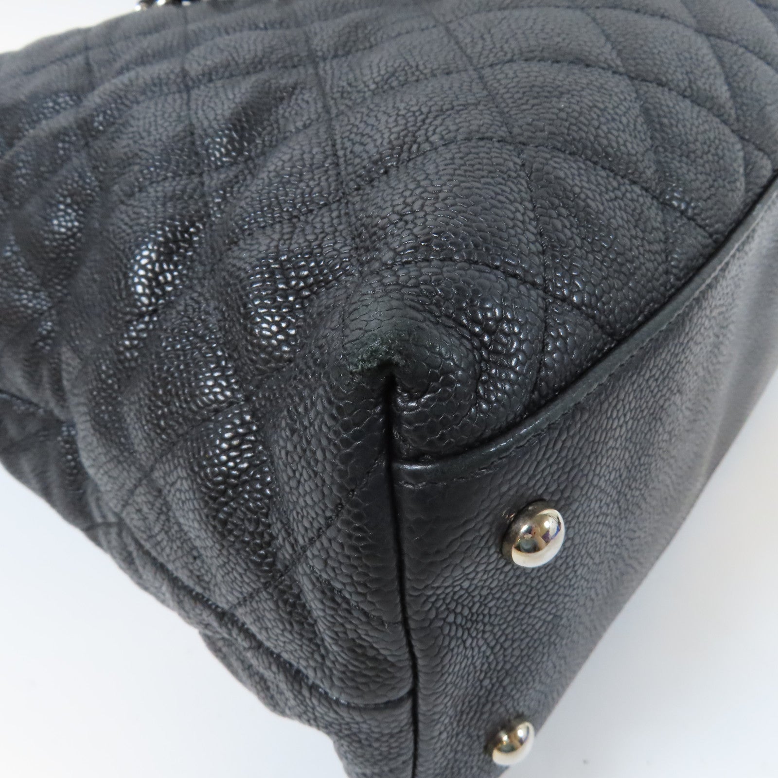 CHANEL 菱格牛皮皮革2 Way Chain Shoulder Bag銀扣鏈帶手挽肩背兩用袋黑色
