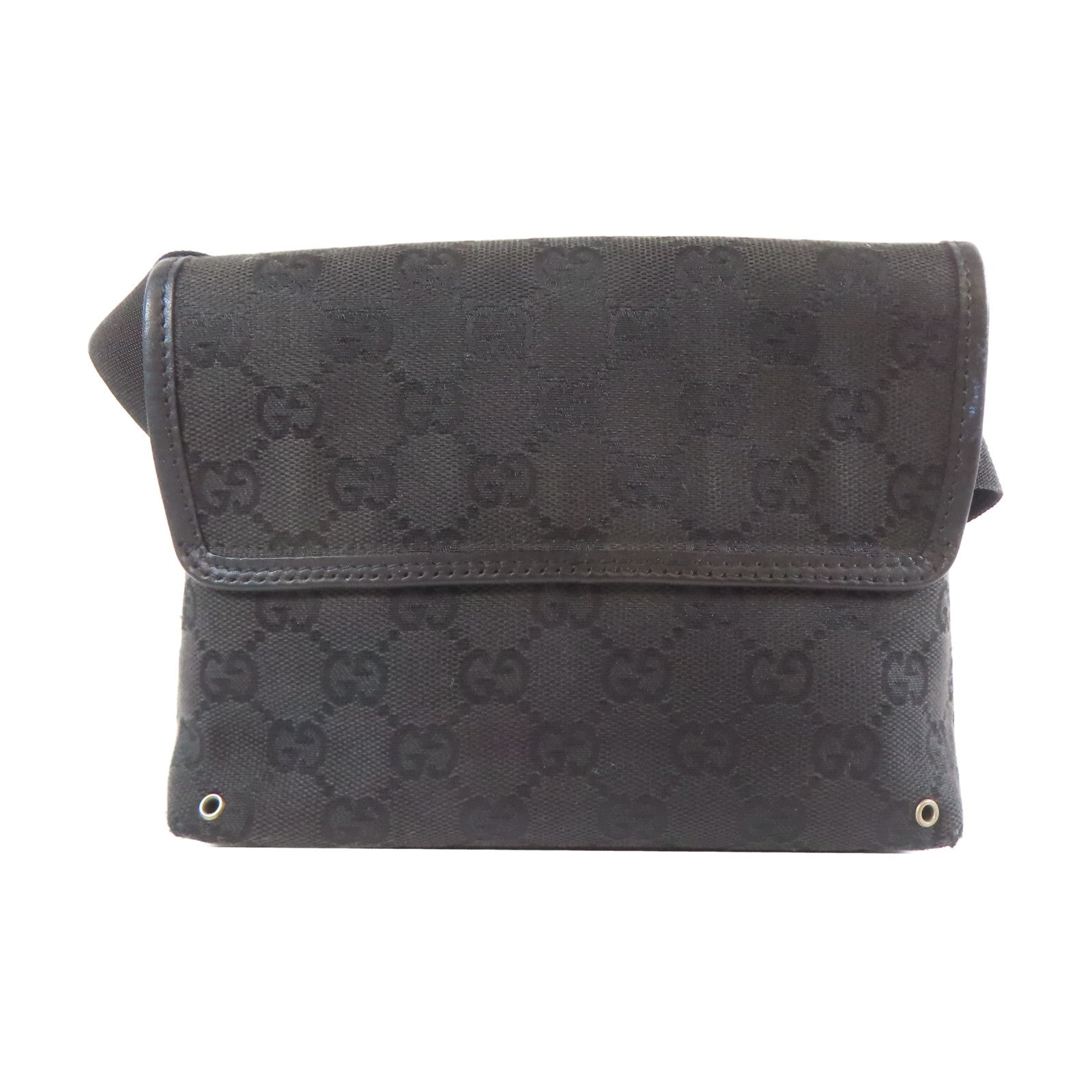 GUCCI 帆布Waist Bag銀扣腰包黑色