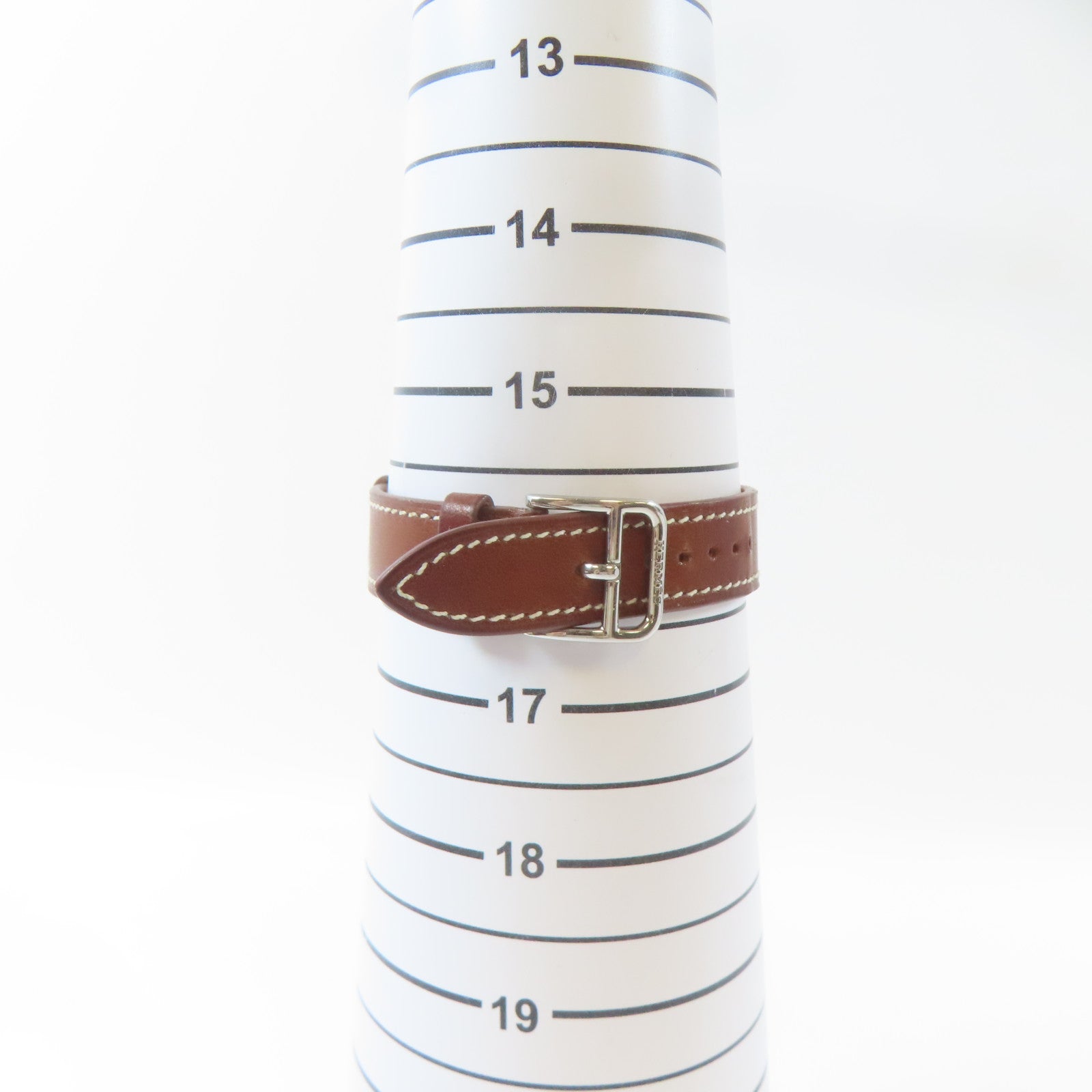HERMES H watch皮革/不鏽鋼手錶石英機芯銀色#16cm