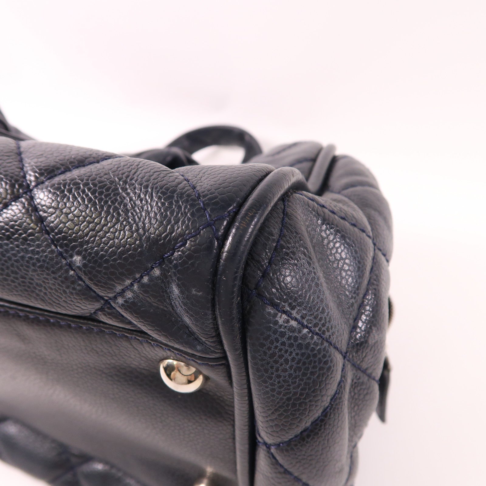 CHANEL 牛皮皮革Handbag銀扣手挽袋