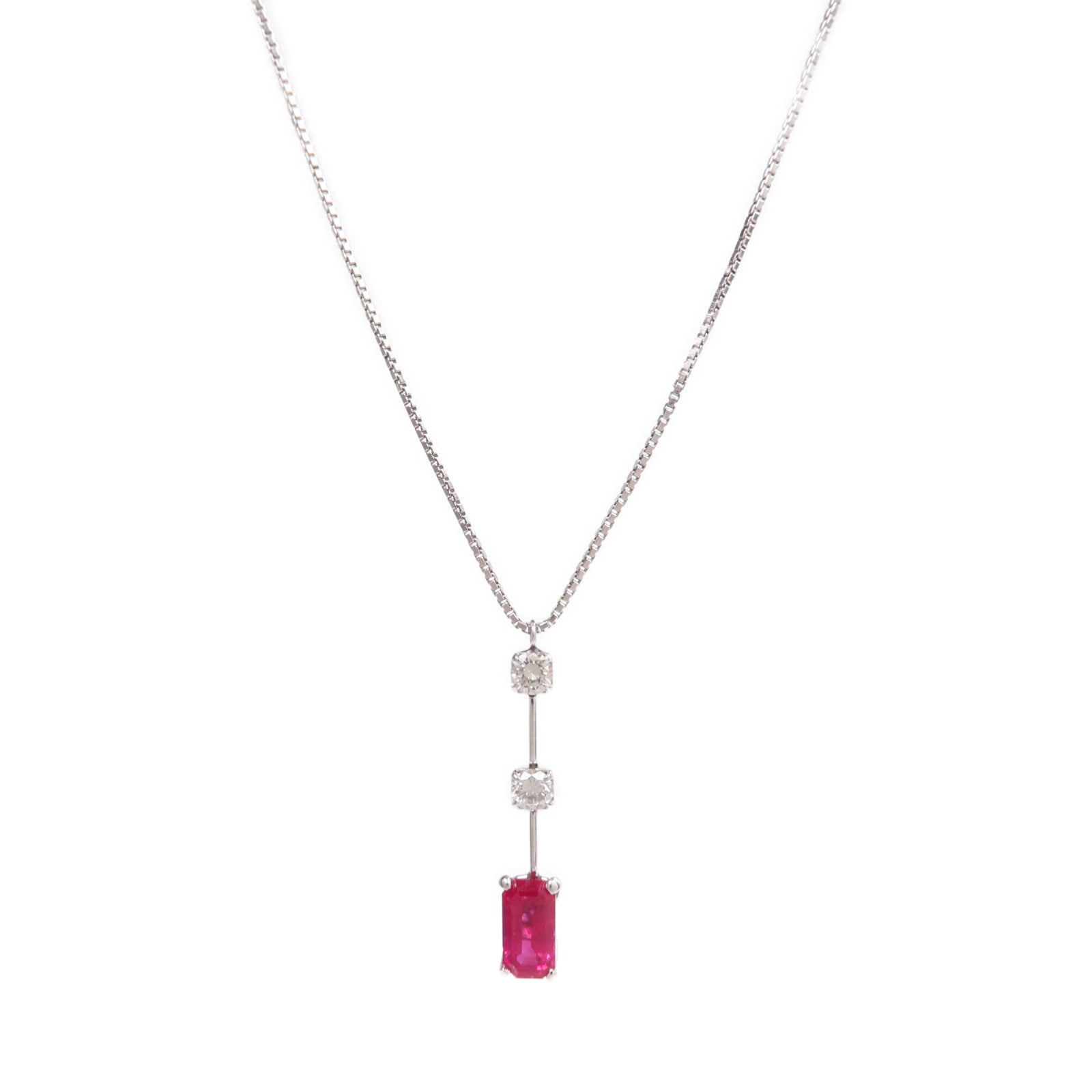 JEWELRY 【激減優惠】PT900/PT850鉑金Ruby Diamond Necklace紅寶石/鑽石項鍊