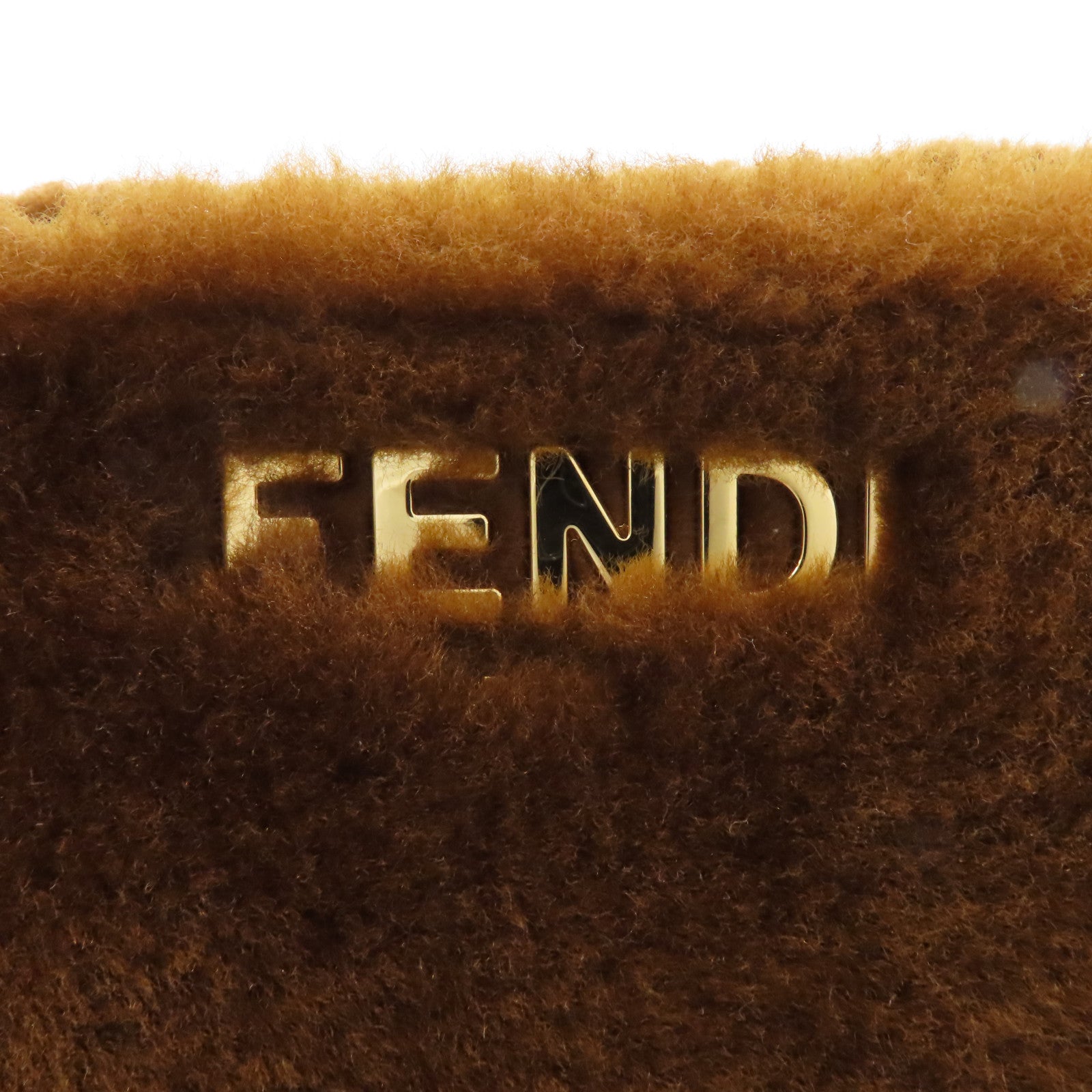 FENDI 羊毛皮/小牛皮O'Lock Zip Bag金扣手挽肩背兩用袋啡色