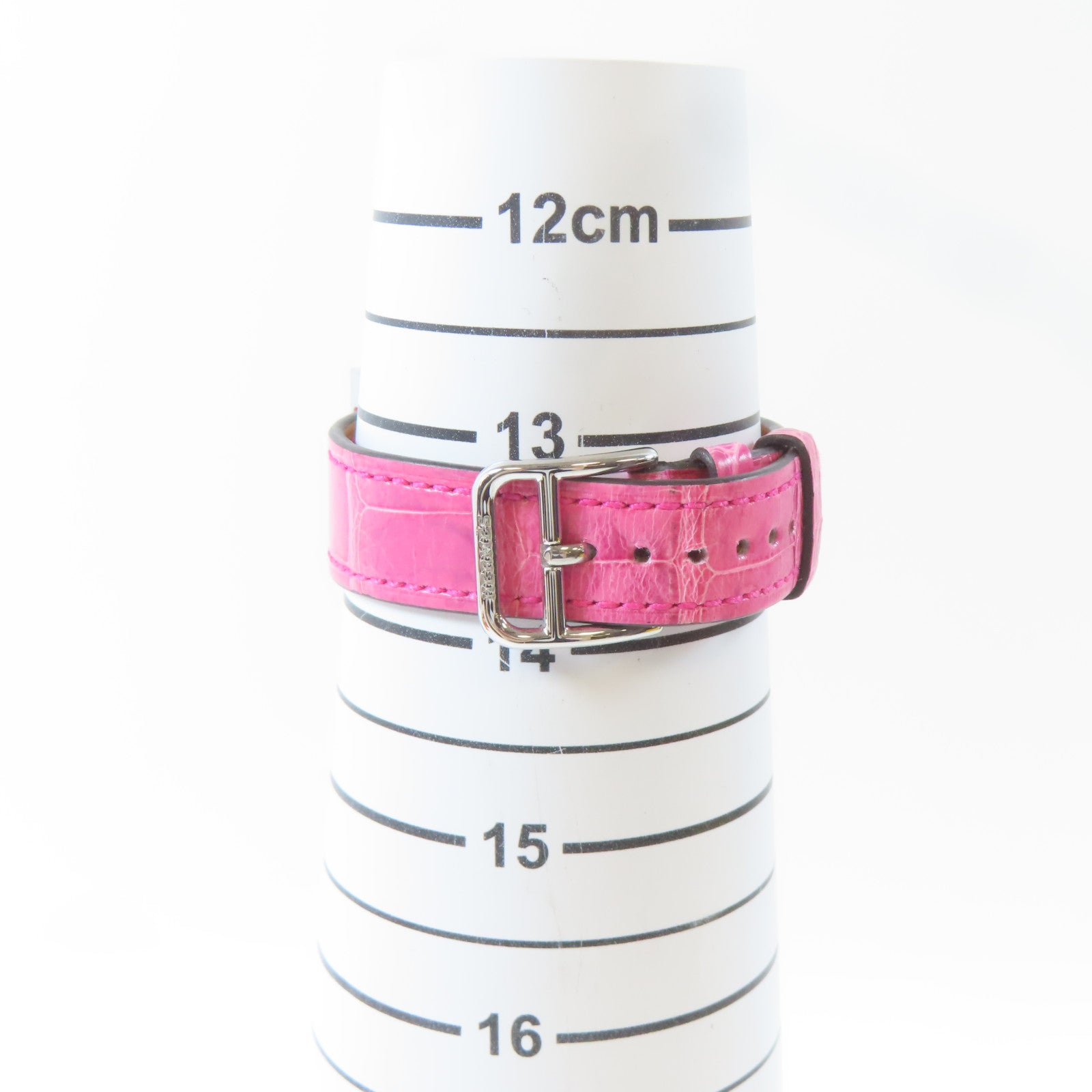 HERMES H watch不鏽鋼/皮革手錶石英機芯白色/粉紅色#16cm