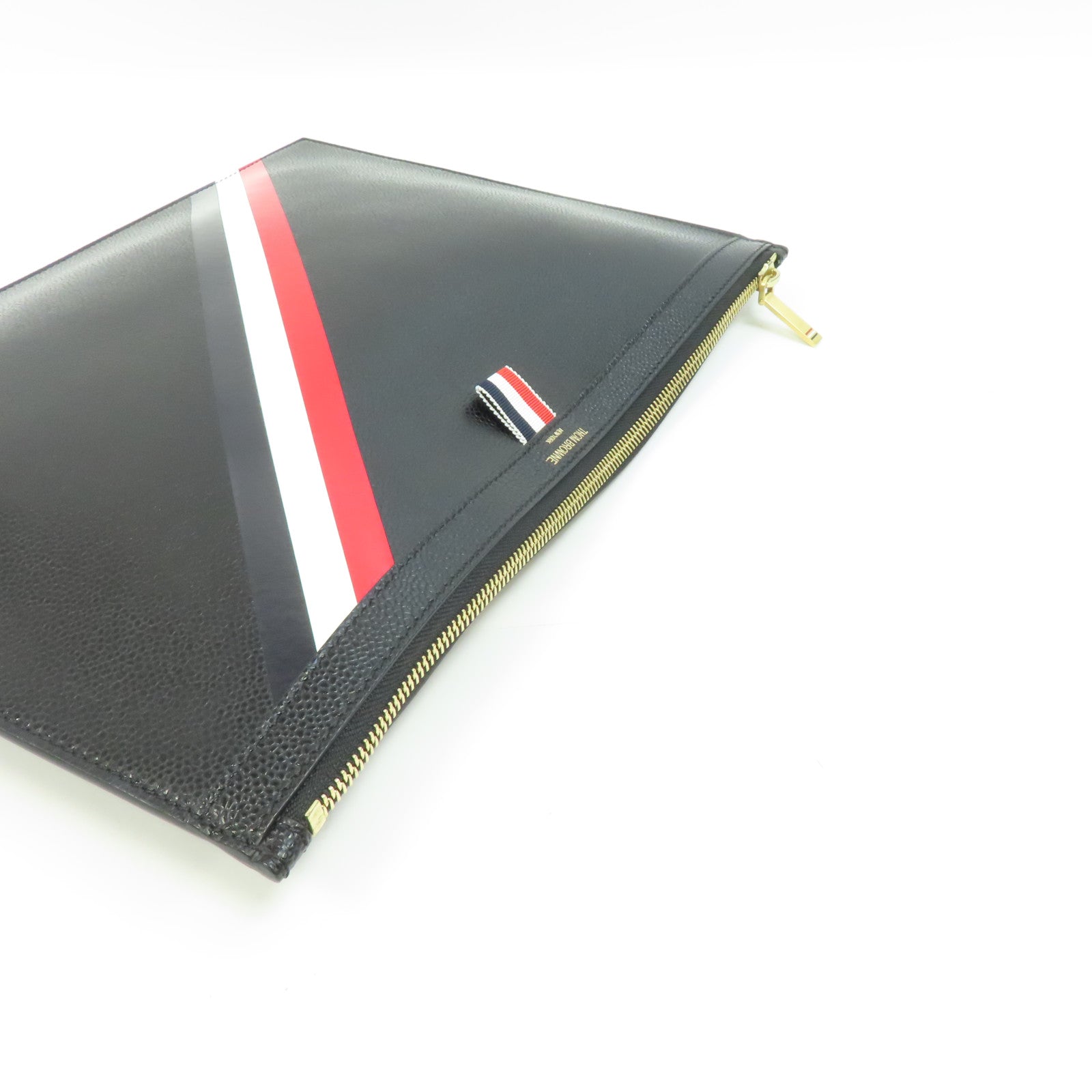 THOM BROWNE 牛皮皮革Thom Browne Clutch金扣手拿包黑色