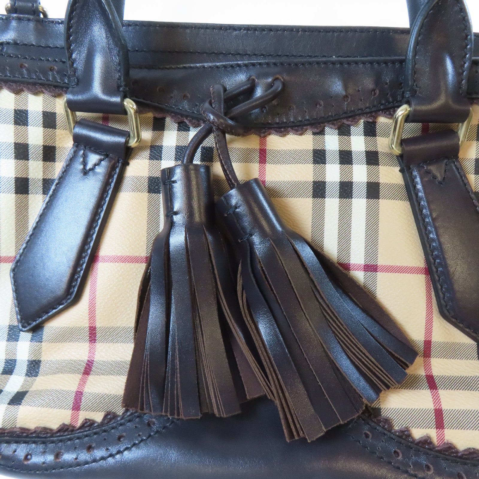 BURBERRY 【激減優惠】塗層帆布2 Way Shoulder金扣手挽肩背兩用袋啡色