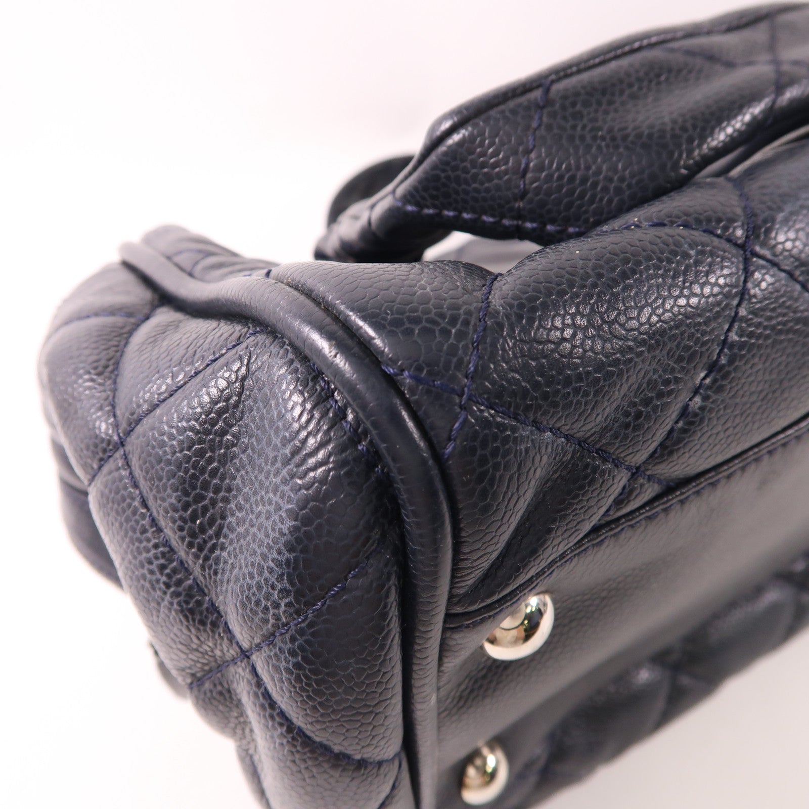 CHANEL 牛皮皮革Handbag銀扣手挽袋