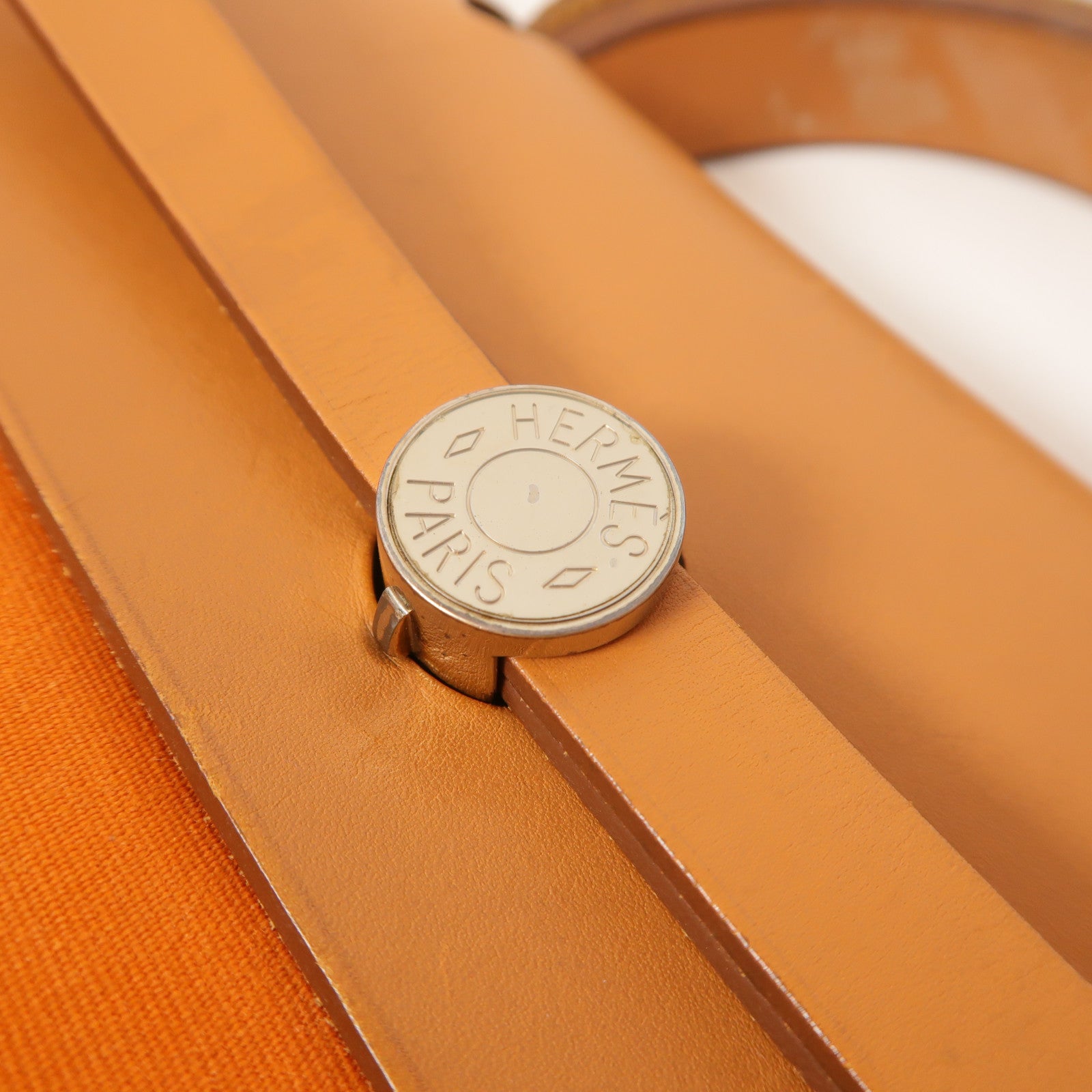 HERMES 帆布Herbag GM銀扣手挽肩背兩用袋