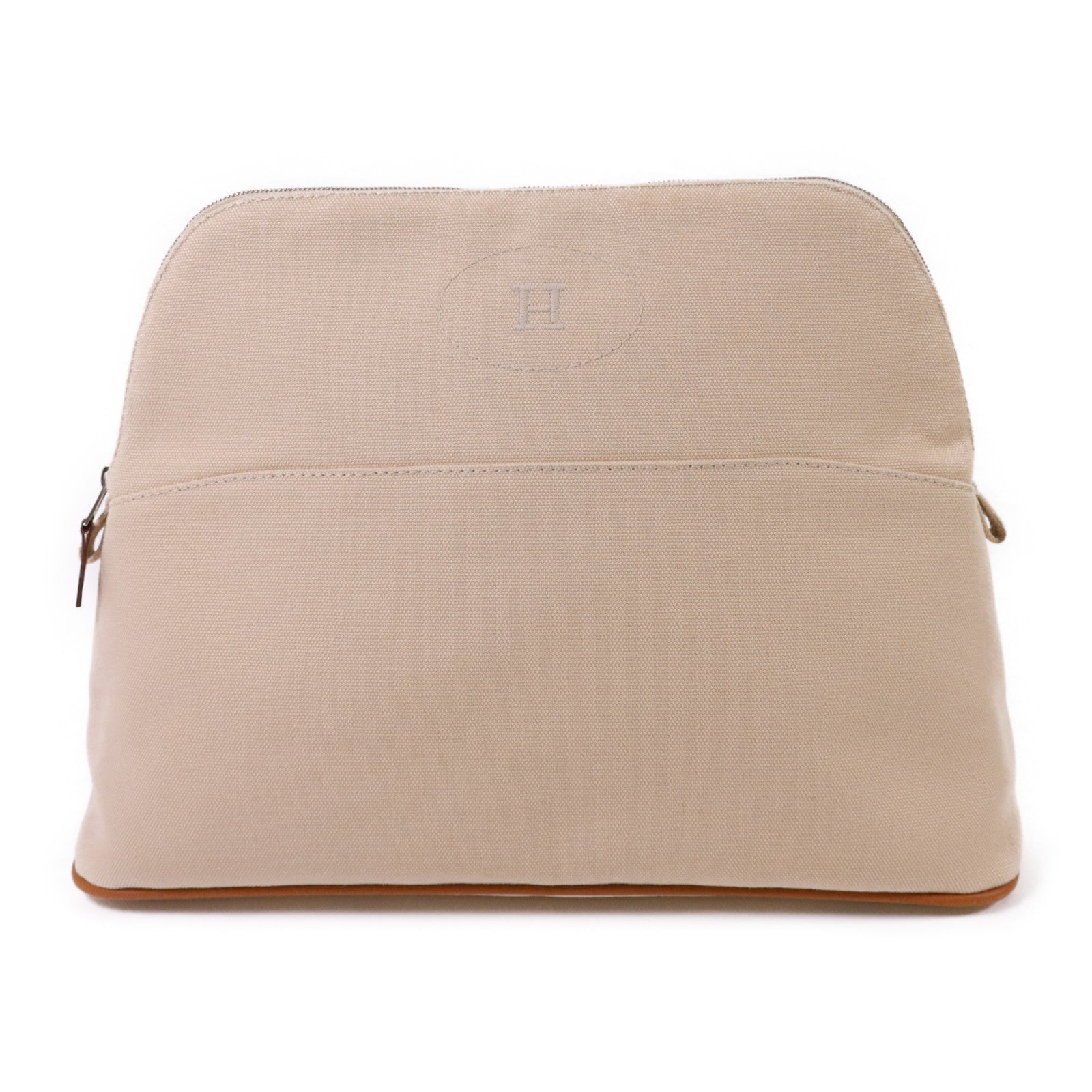 HERMES 棉布Bolide Pouch銀扣小袋
