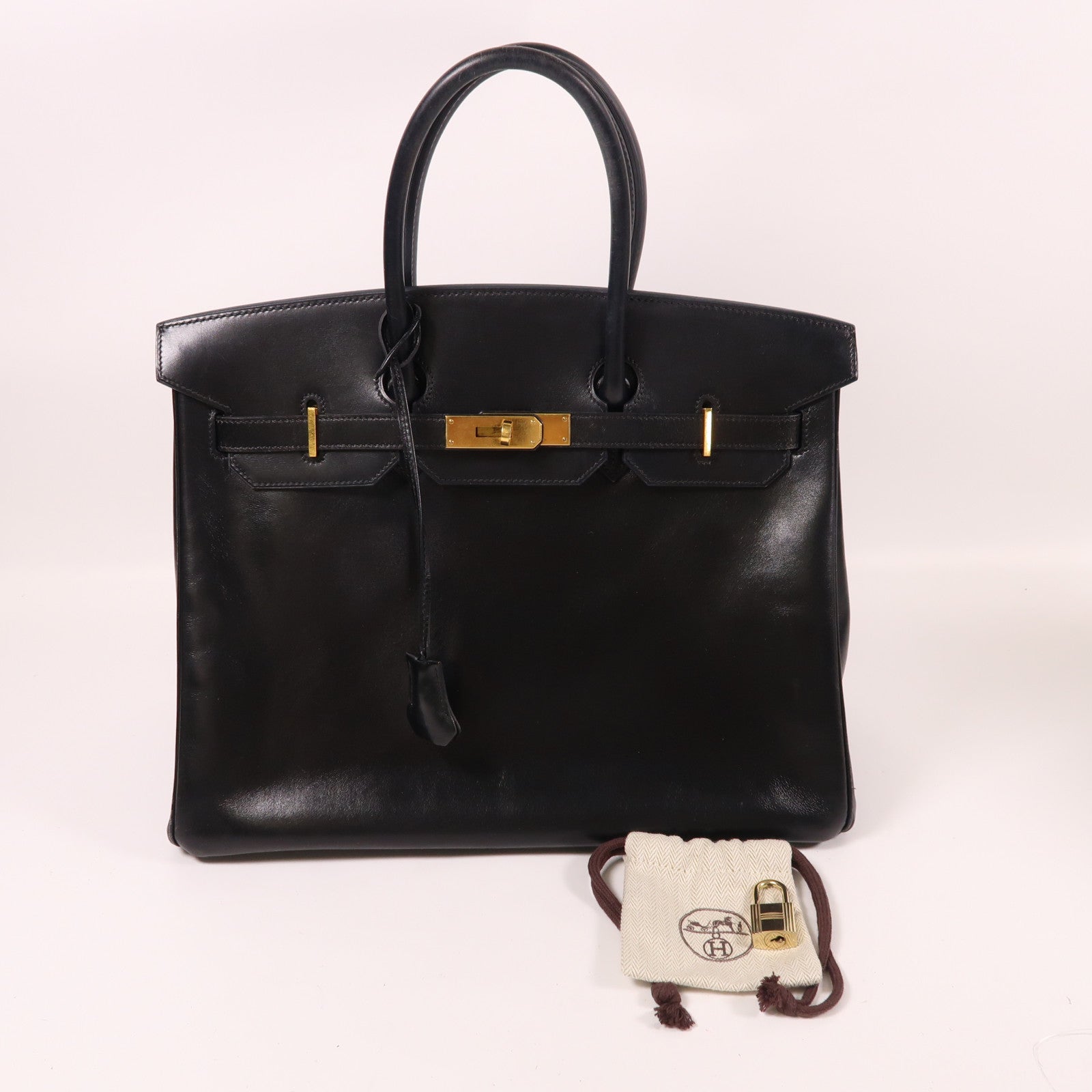 HERMES Box Calf皮革Birkin 35金扣手挽袋Noir