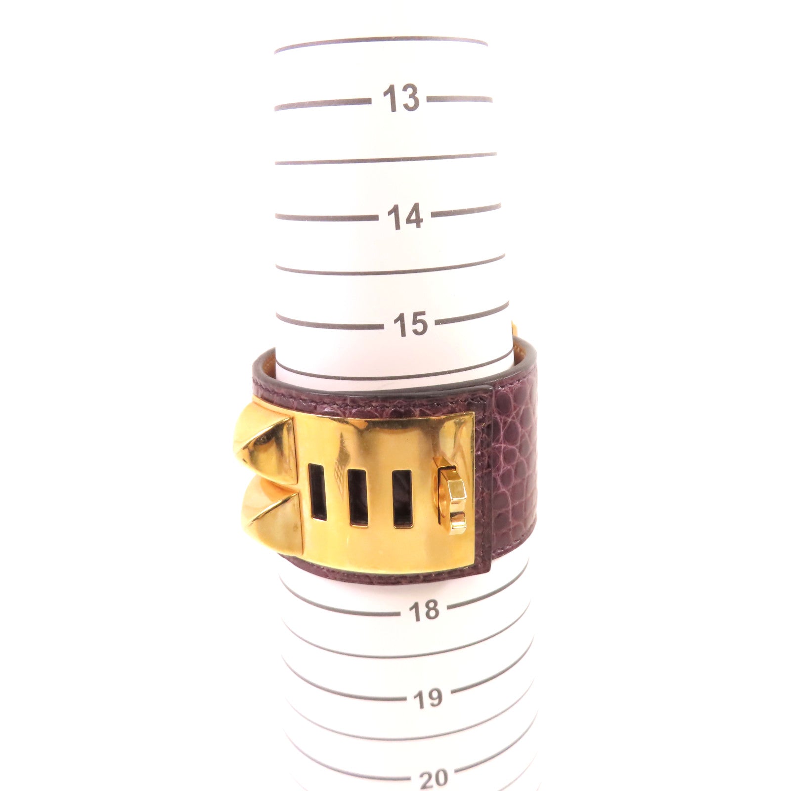HERMES 鱷魚皮革CDC Bracelet金扣手鐲紫色