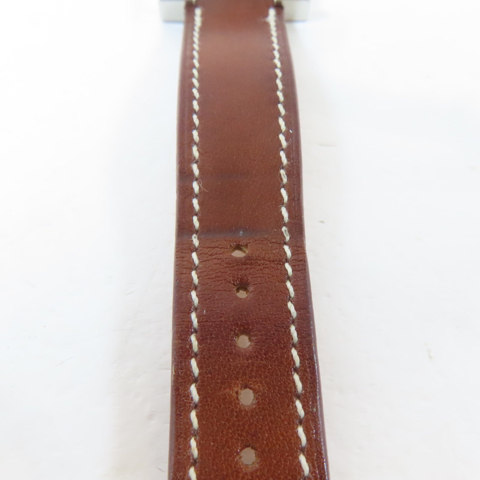 HERMES H watch皮革/不鏽鋼手錶石英機芯銀色#16cm