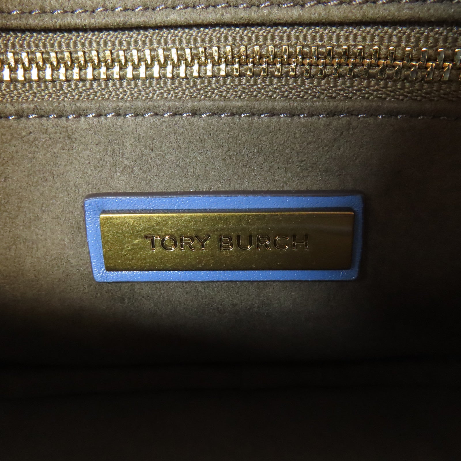 Tory Burch 【激減優惠】羊皮皮革Kira Patchwork Small Camera Bag金扣肩背袋藍色/黃色