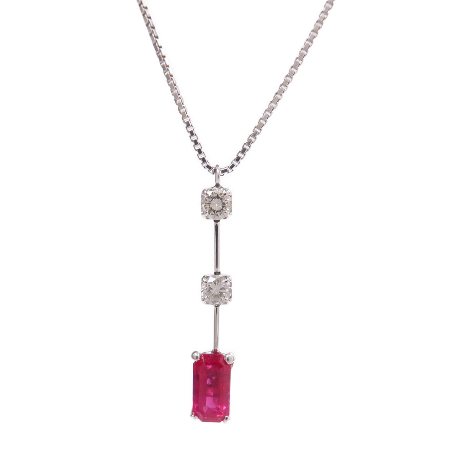 JEWELRY 【激減優惠】PT900/PT850鉑金Ruby Diamond Necklace紅寶石/鑽石項鍊