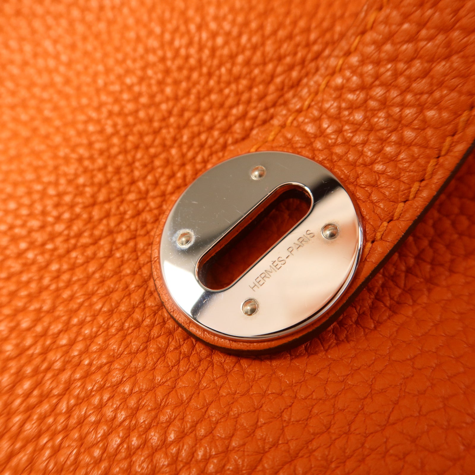 HERMES Clemence皮革Lindy 30銀扣手挽肩背兩用袋Orange