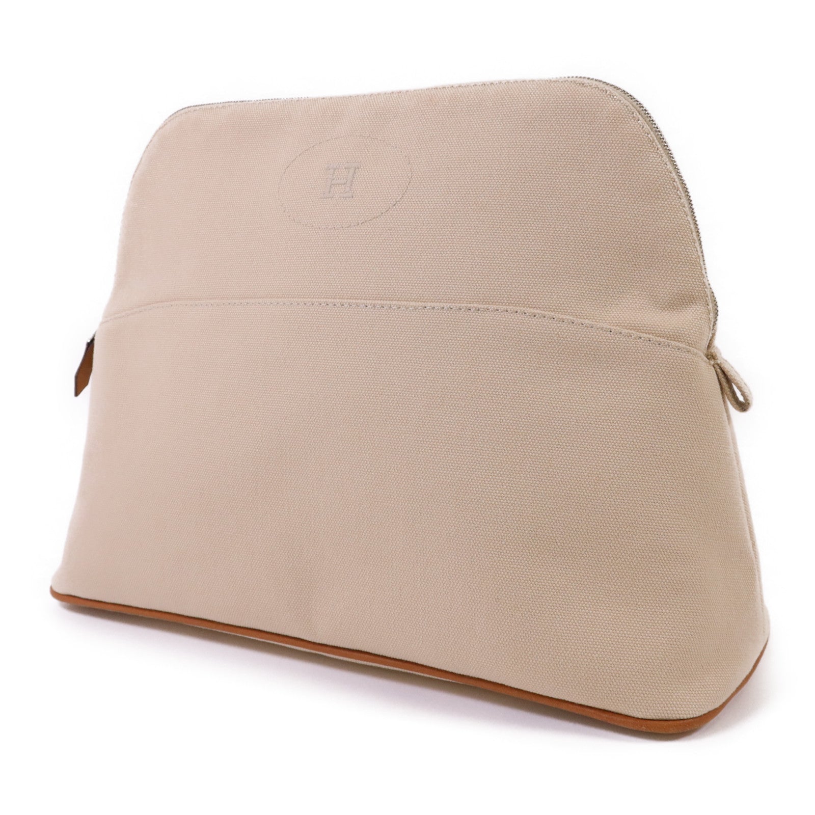 HERMES 棉布Bolide Pouch銀扣小袋