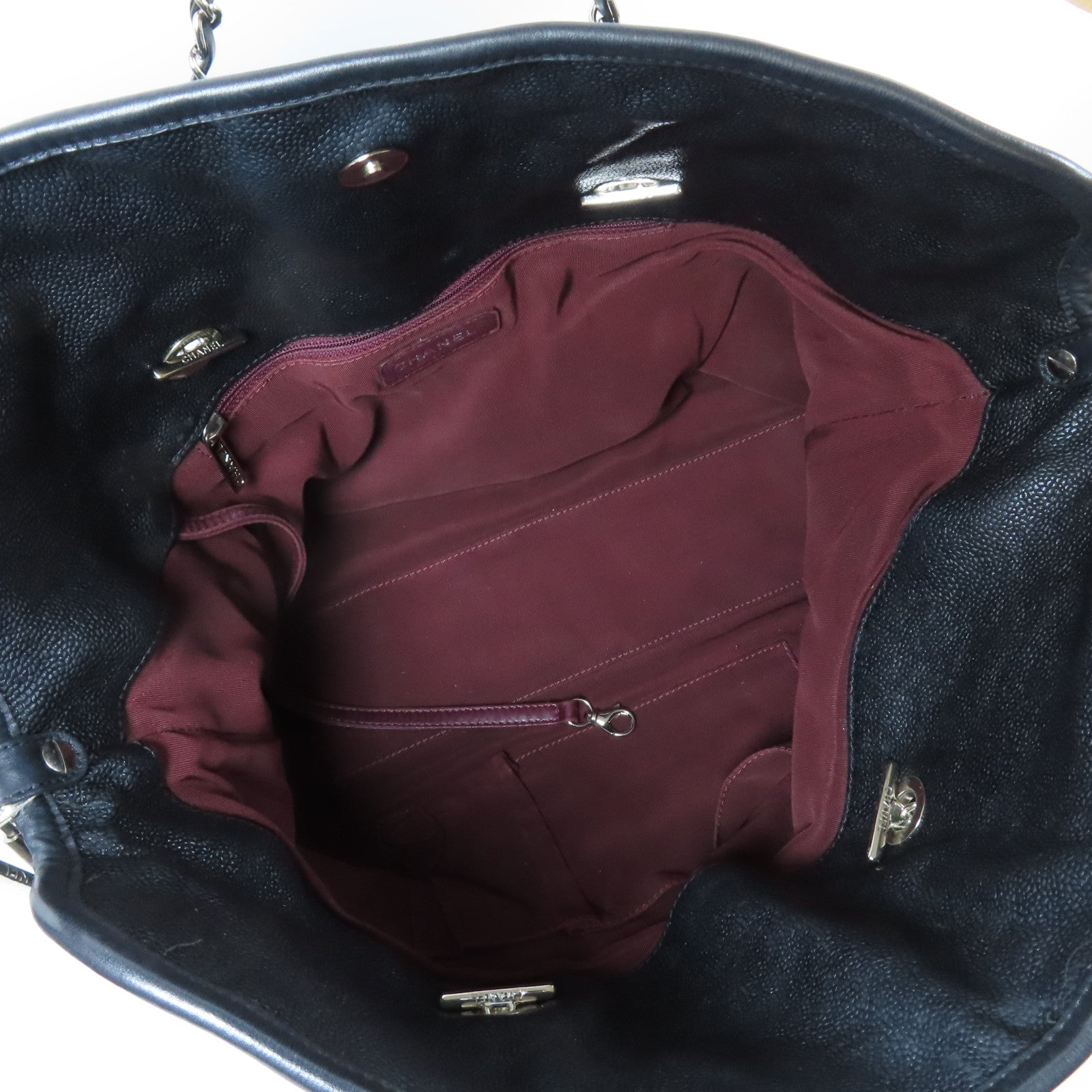 CHANEL 菱格牛皮皮革2 Way Chain Shoulder Bag銀扣鏈帶手挽肩背兩用袋黑色