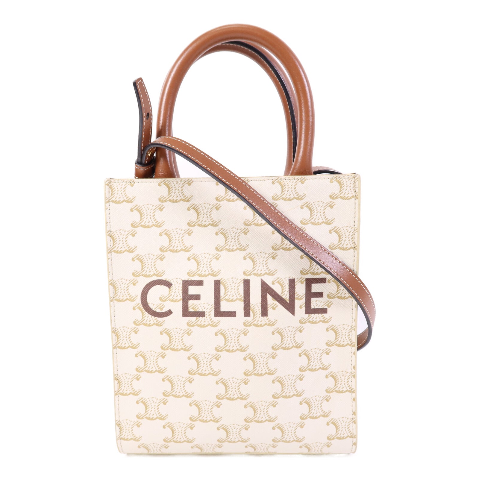 CELINE 塗層帆布Cabas Tote Bag mimi金扣手挽肩背兩用袋