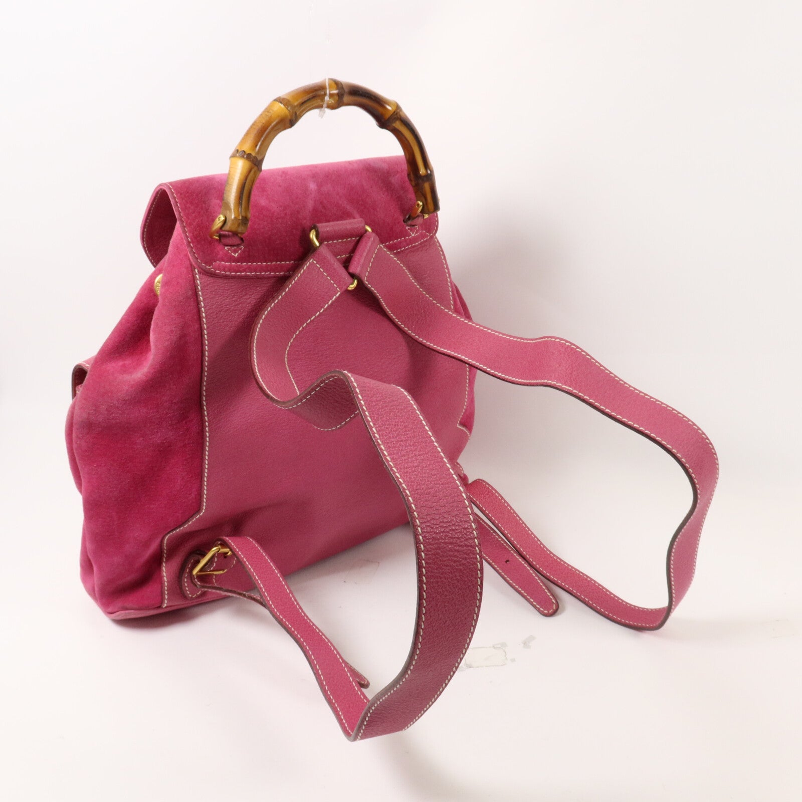 GUCCI 麂皮皮革Bamboo Backpack背包