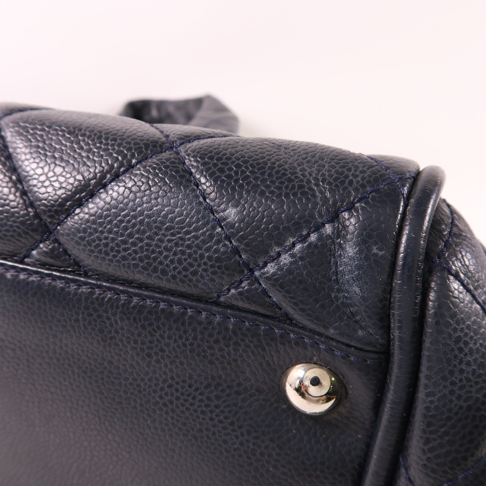 CHANEL 牛皮皮革Handbag銀扣手挽袋