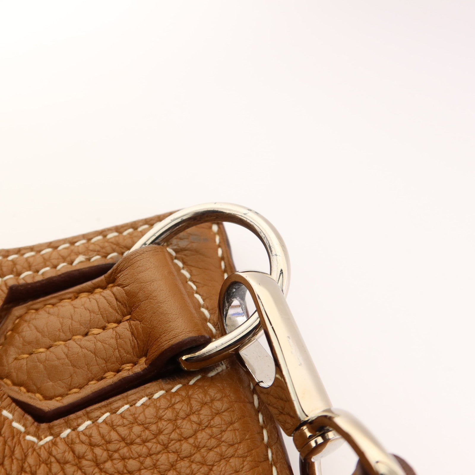 HERMES Clemence皮革Jypsiere 28銀扣肩背袋Gold