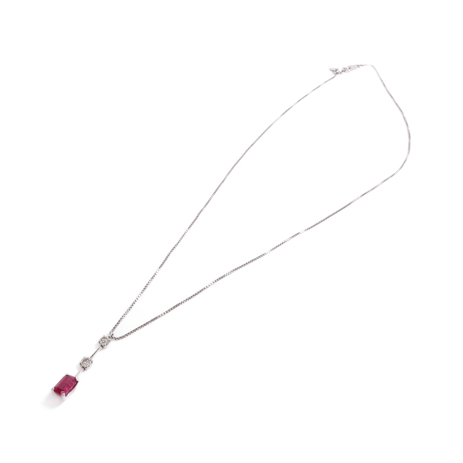 JEWELRY 【激減優惠】PT900/PT850鉑金Ruby Diamond Necklace紅寶石/鑽石項鍊