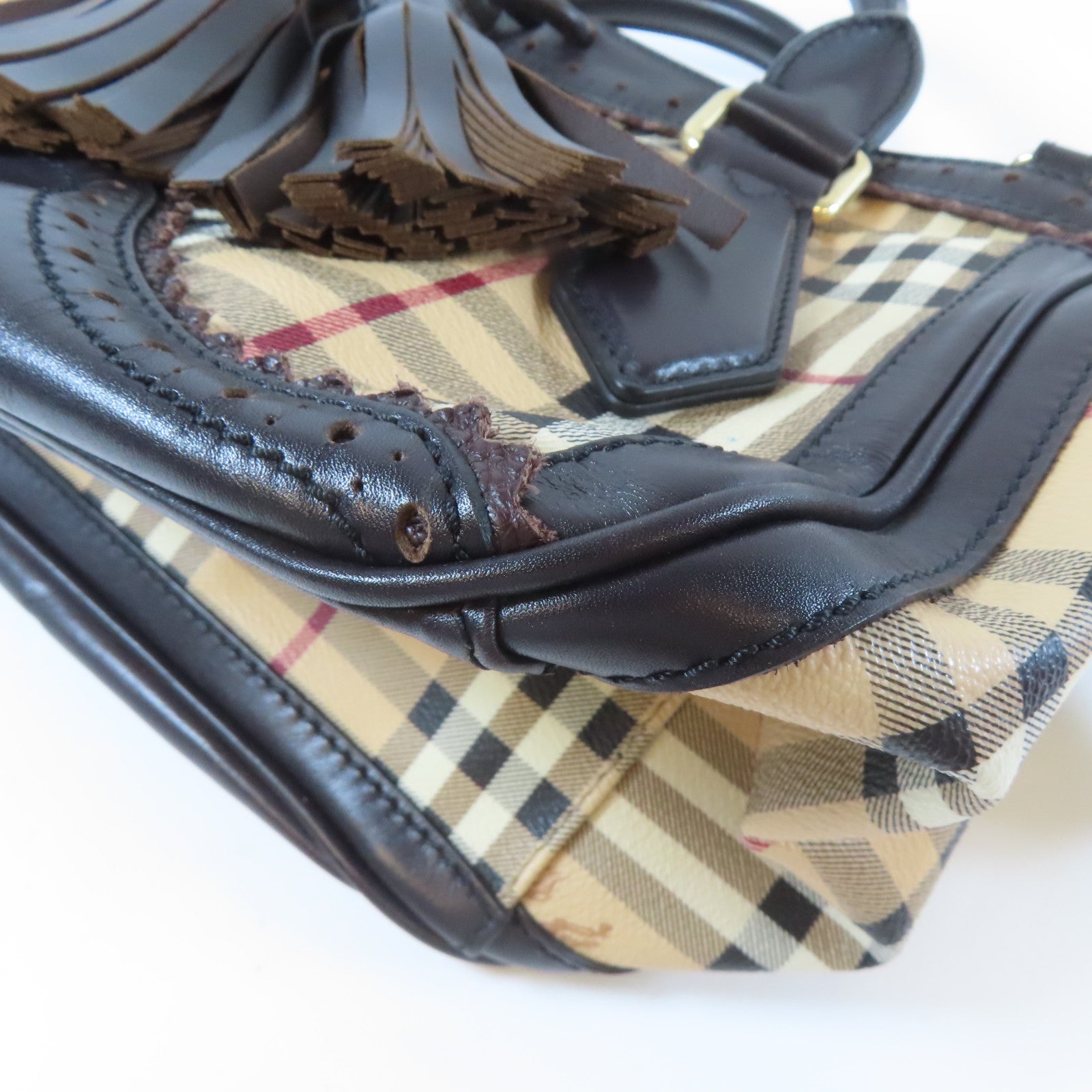 BURBERRY 【激減優惠】塗層帆布2 Way Shoulder金扣手挽肩背兩用袋啡色