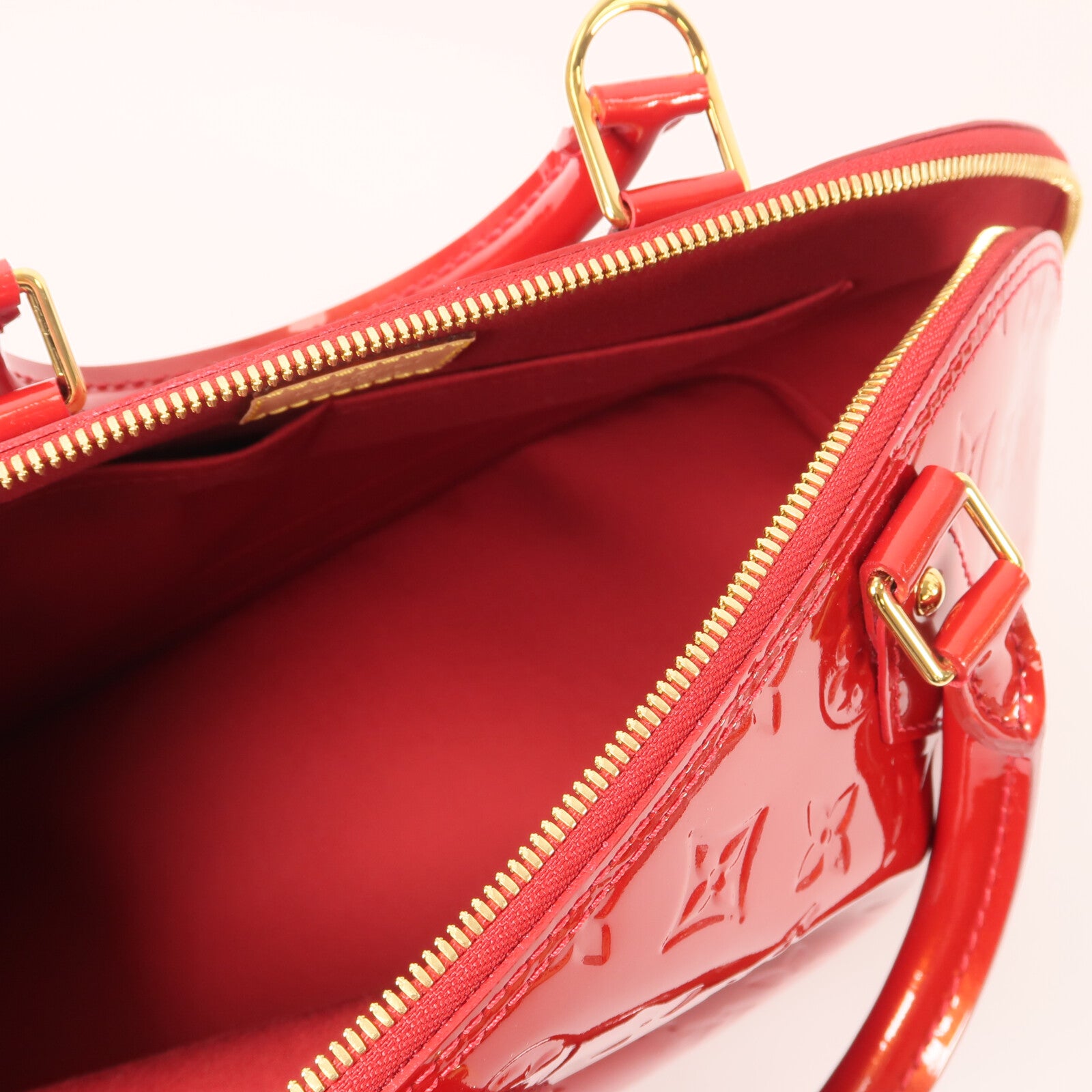 LOUIS VUITTON Monogram Vernis Alma MM金扣手挽袋