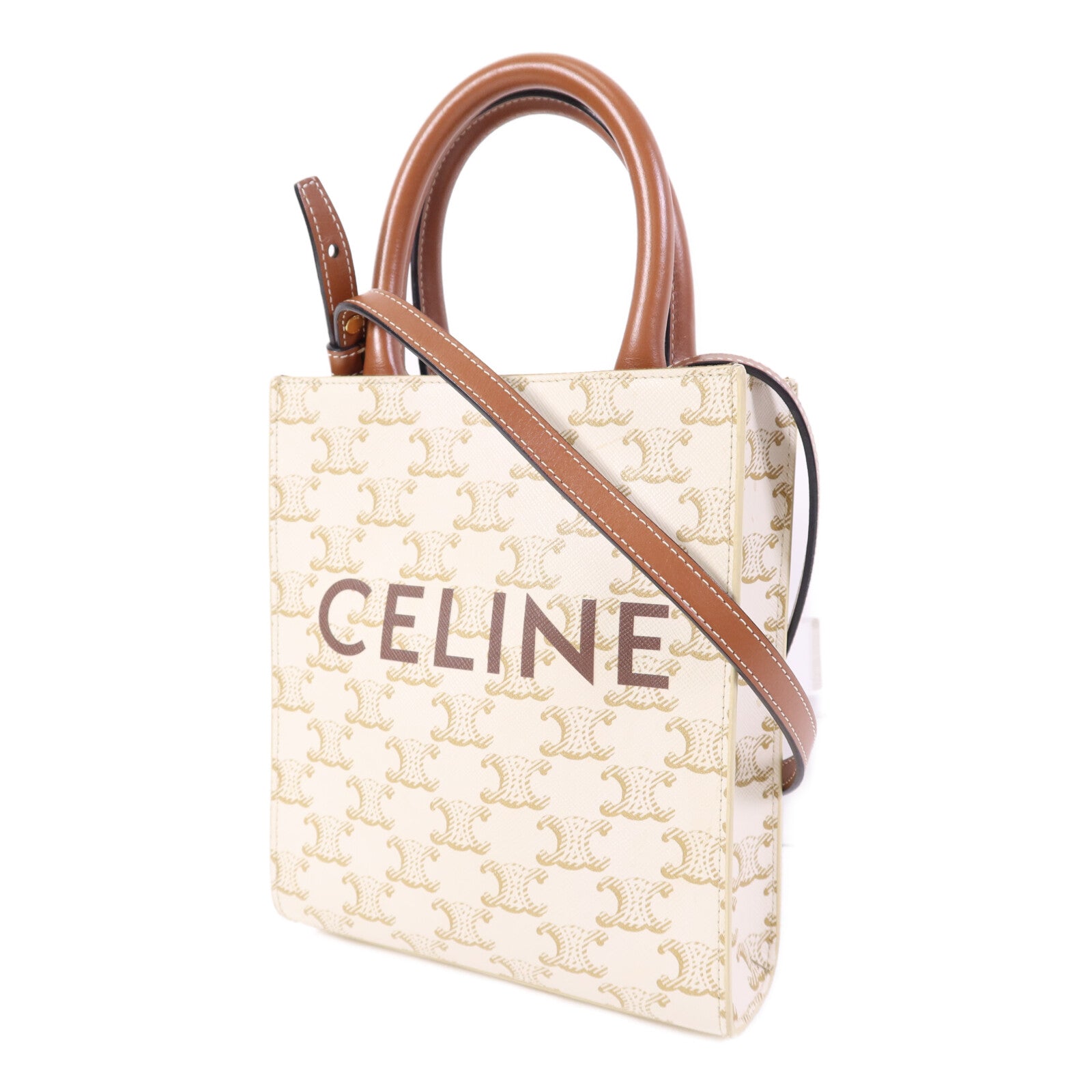 CELINE 塗層帆布Cabas Tote Bag mimi金扣手挽肩背兩用袋